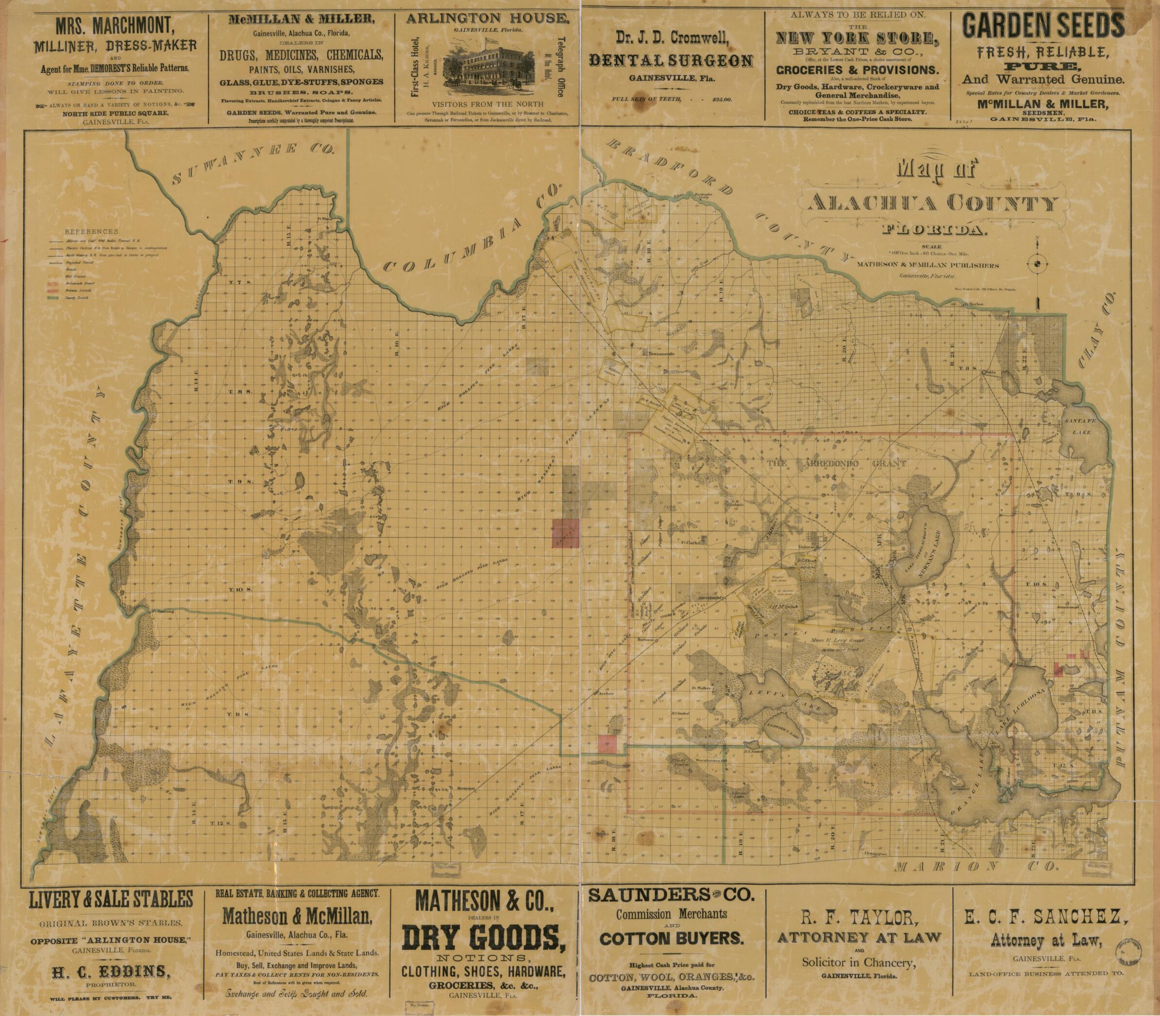 This old map of Map of Alachua County, Florida from 1880 was created by Matheson & McMillan Publishers in 1880