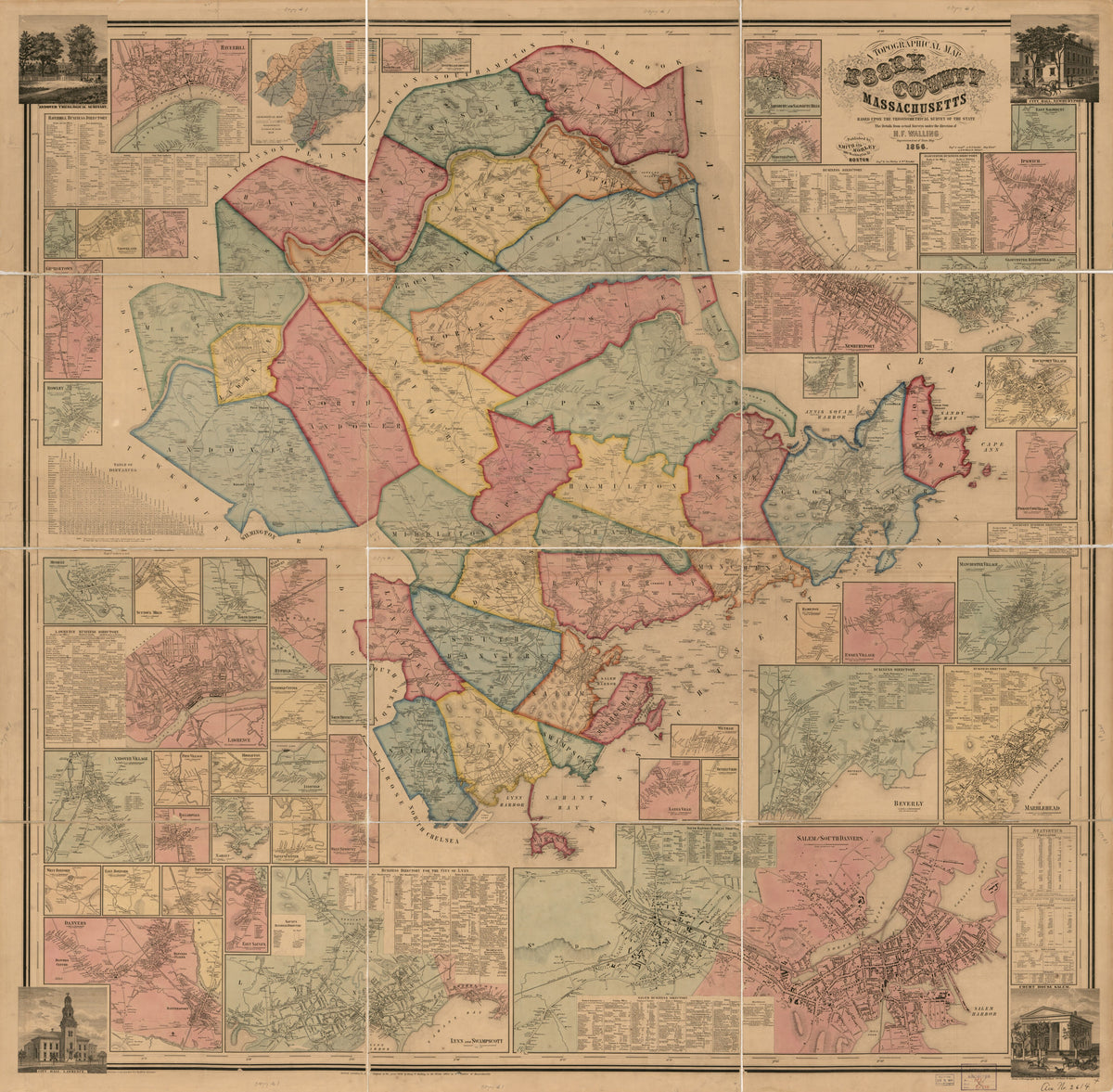 A Topographical Map of Essex County, Massachusetts in 1856 by Relic Map Company