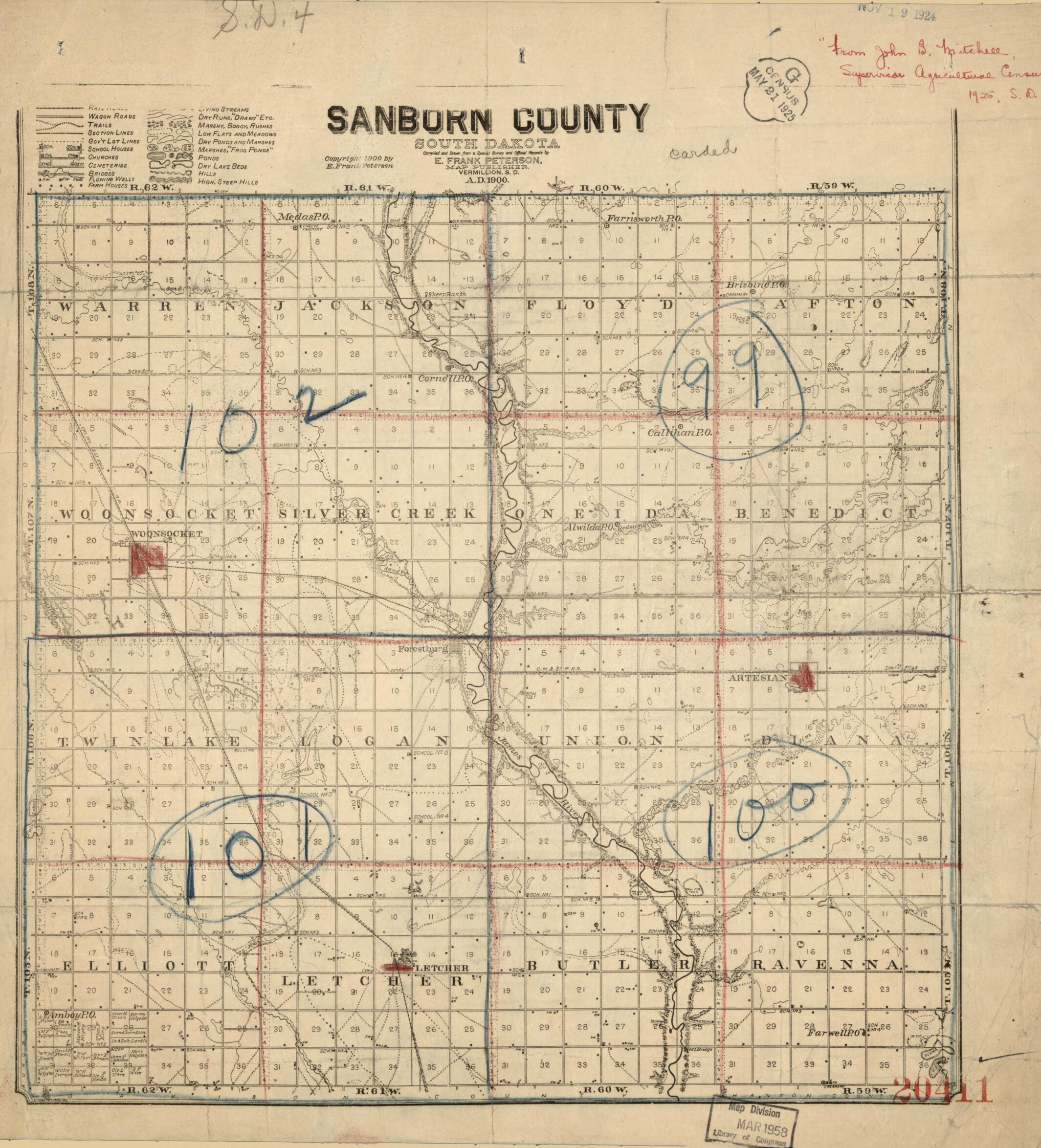 Sanborn County, South Dakota : Compiled and Drawn from a Special Survey and Official Records 1900 by Relic Map Company
