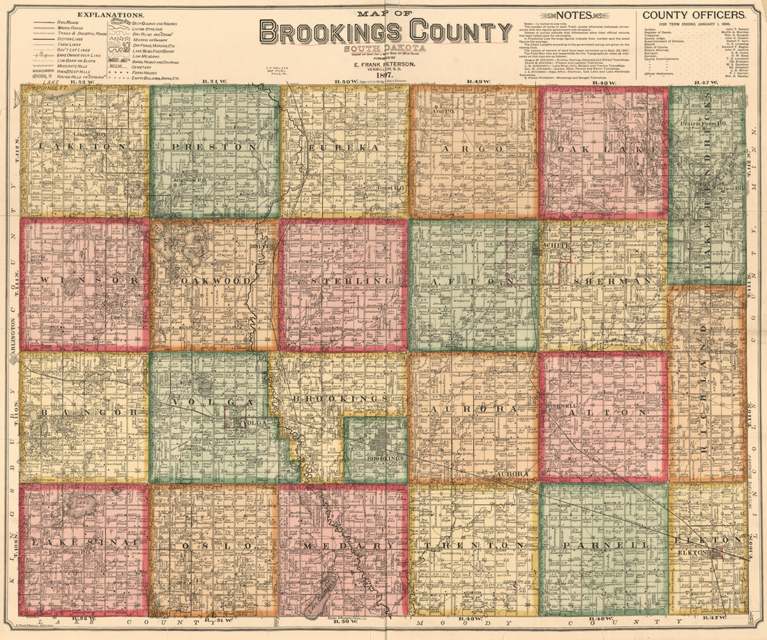 This old map of Map of Brookings County, South Dakota : Compiled and Drawn from a Special Survey and from Official Records from 1897 was created by E.P. Noll & Co, E. Frank Peterson in 1897