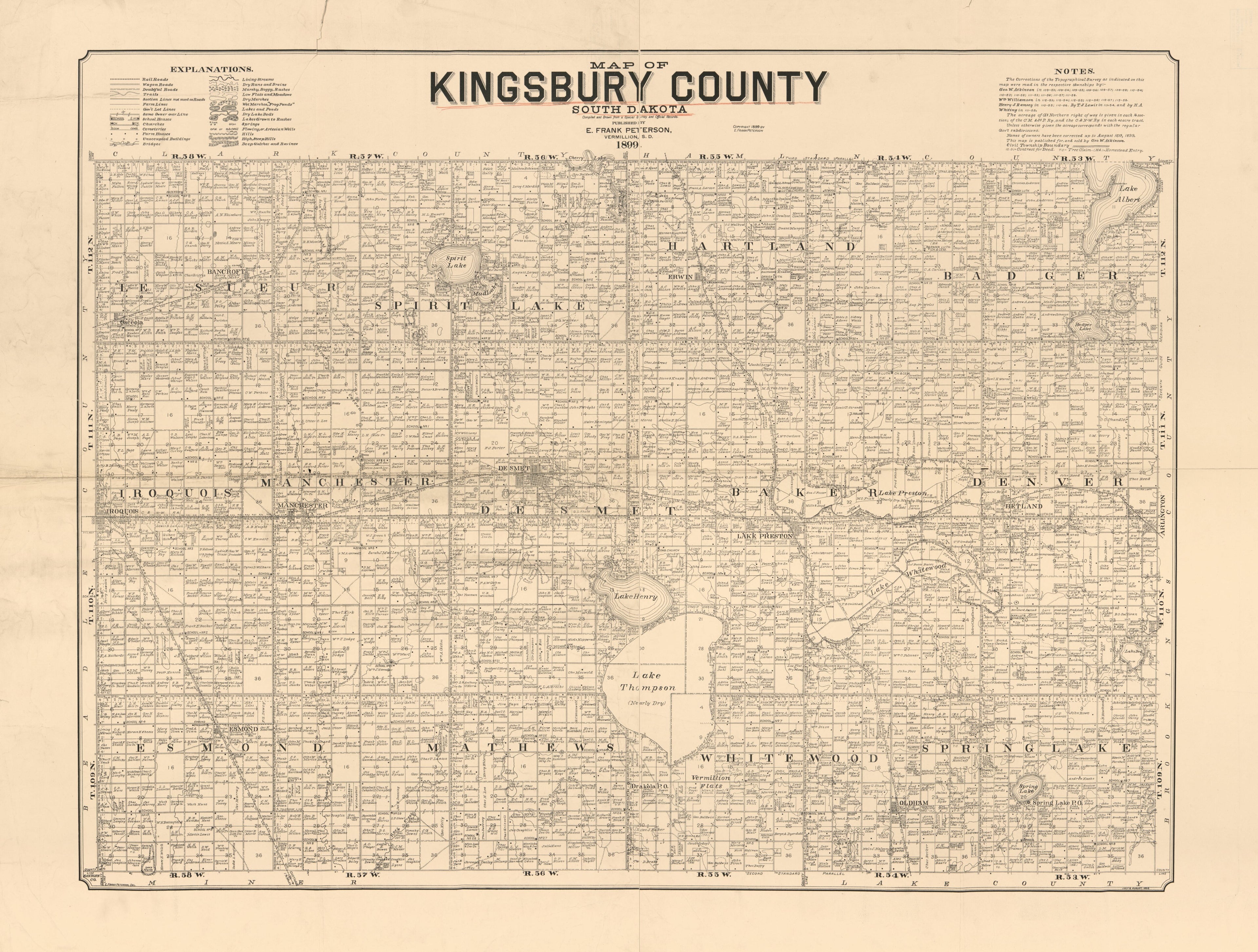 Map of Kingsbury County, South Dakota : Compiled and Drawn From a Special Survey and Official Records in 1899 by Relic Map Company
