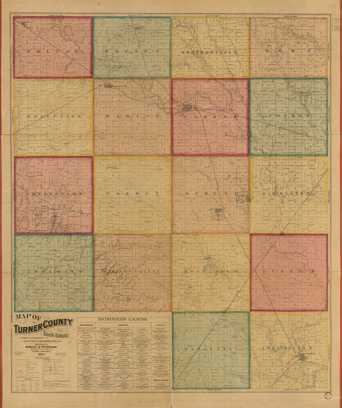 This old map of Map of Turner County, South Dakota : Compiled and Drawn from a Special Survey and from Official Records from 1893 was created by E.P. Noll & Co, Rowley & Peterson in 1893