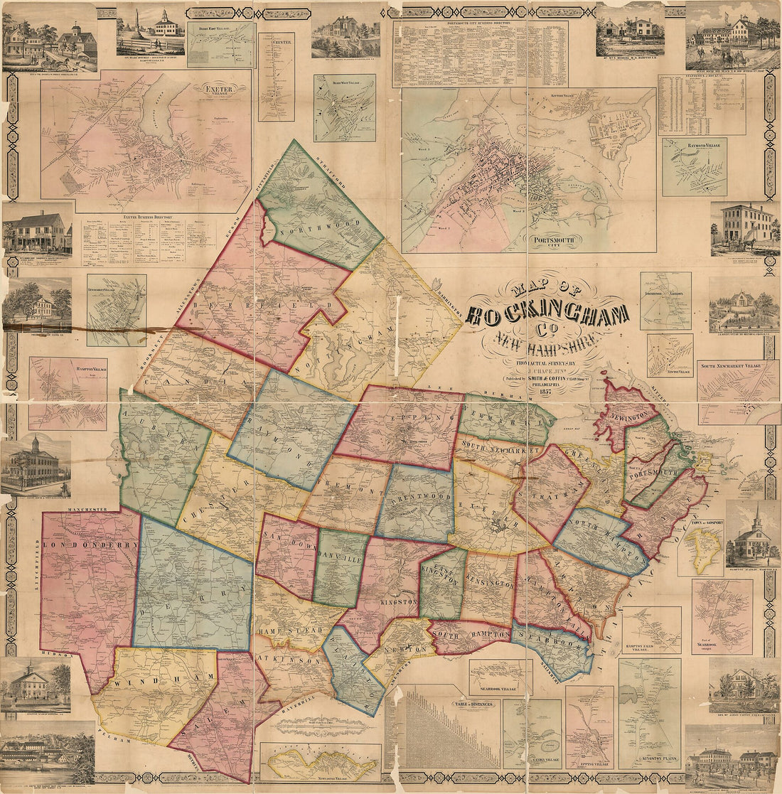 This old map of Map of Rockingham County, New Hampshire (Map of Rockingham County, New Hampshire) from 1857 was created by J. Chace, Smith & Coffin in 1857