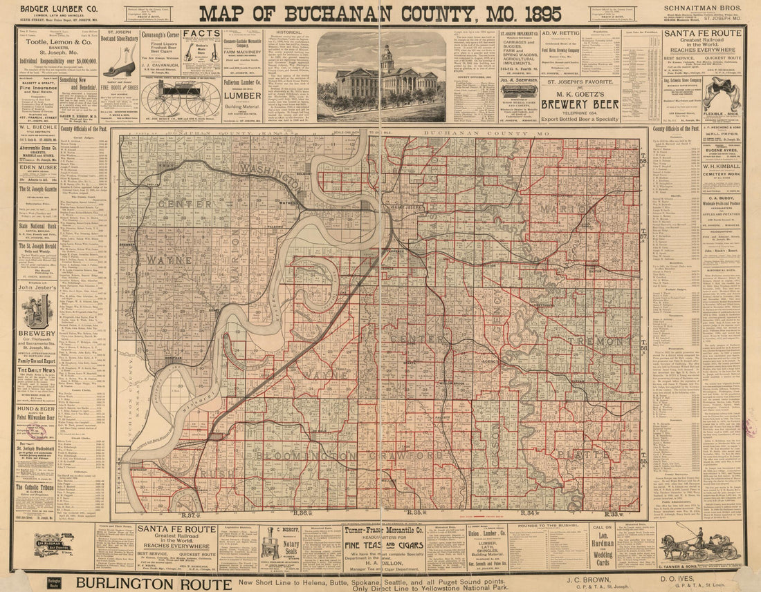 This old map of Map of Buchanan Co, Mo. from 1895 (Map of Buchanan County, Missouri) was created by Tracy & Rutt in 1895