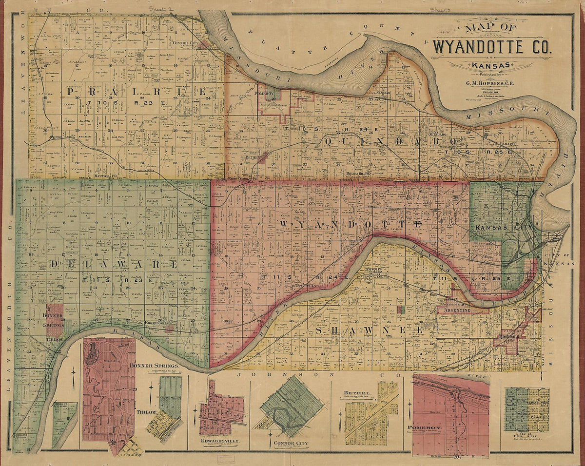 Map of Wyandotte County, Kansas (Map of Wyandotte County, Kansas) 1887 by Relic Map Company