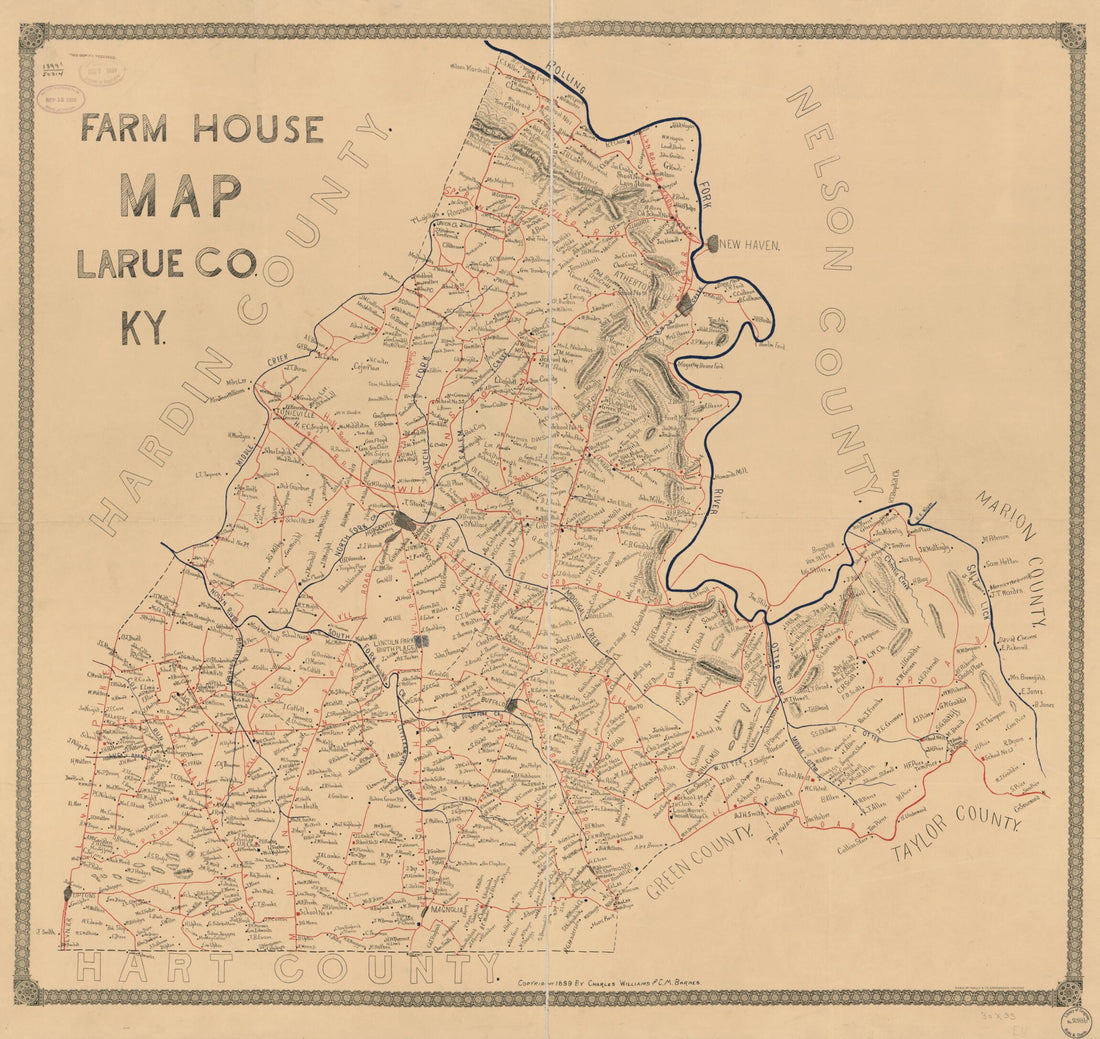 This old map of Farm House Map, Larue Co., Ky. (Farm House Map, Larue County, Kentucky) from 1899 was created by C. M. Barnes, Rand McNally and Company, Charles Williams in 1899