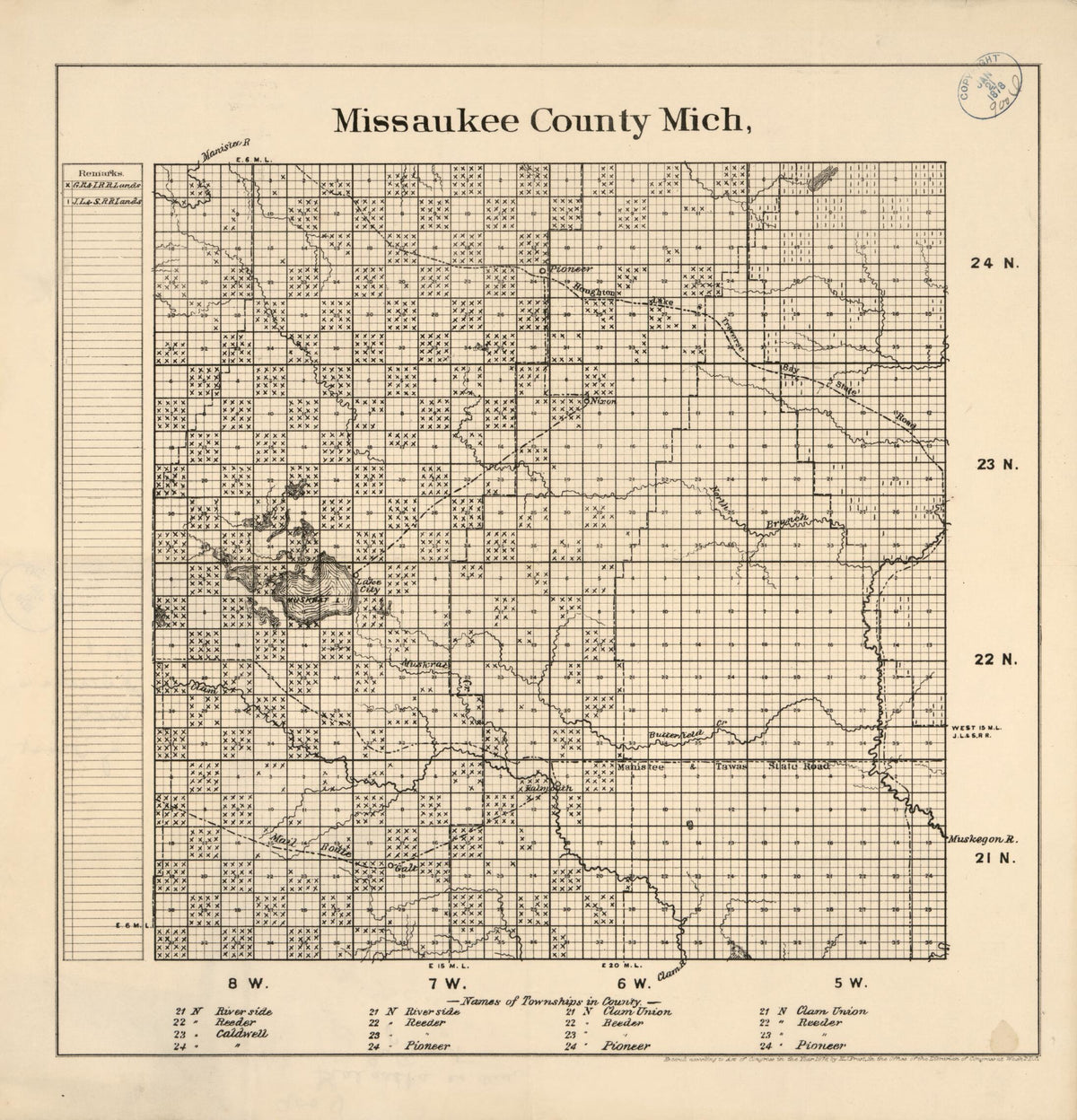 Missaukee County, Michigan 1898 by Relic Map Company