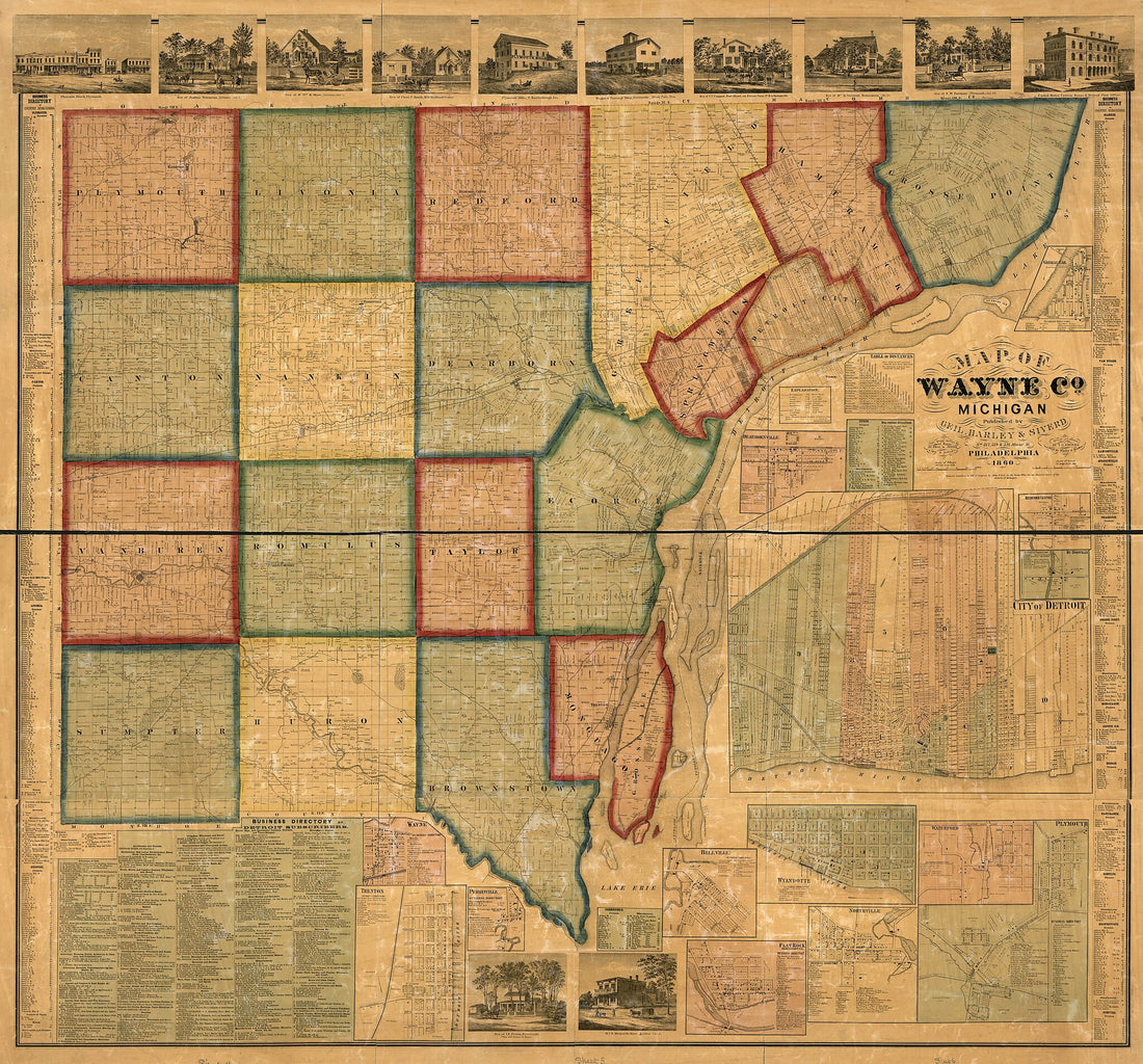 This old map of Map of Wayne County, Michigan from 1860 was created by Isaac G. Freed, Geil & Harley, Geil and Jones, Harley & Siverd Geil, Worley & Bracher in 1860