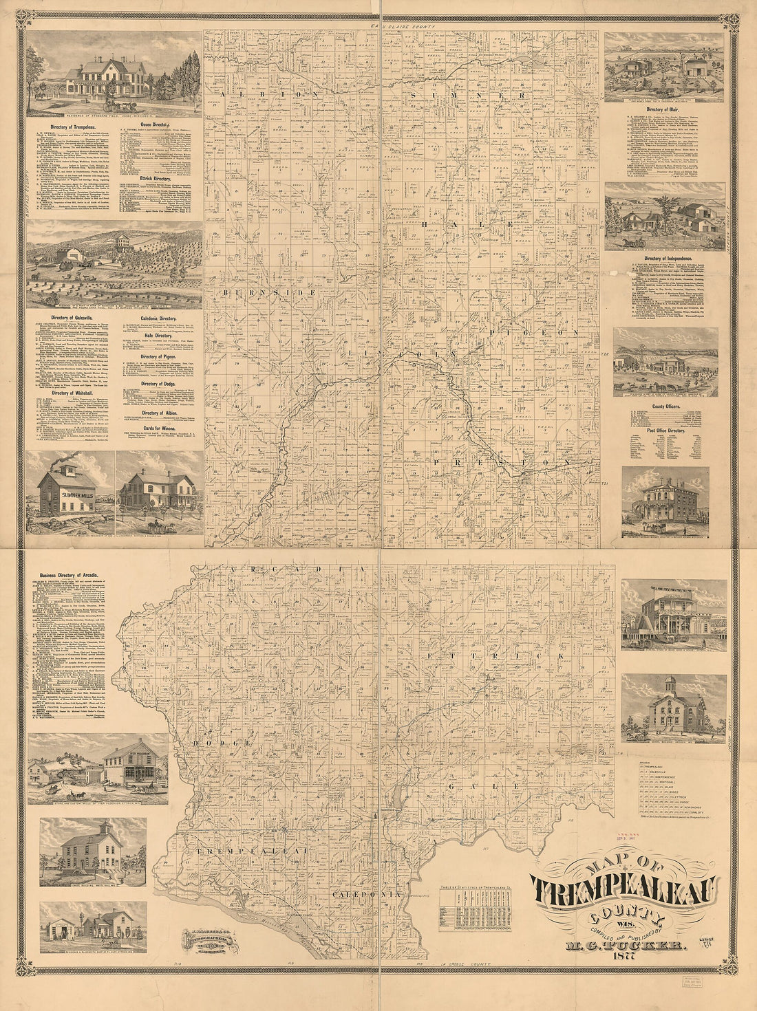 This old map of Map of Trempealeau County,Wisconsin from 1877 was created by J. Knauber & Co, M. G. Tucker in 1877