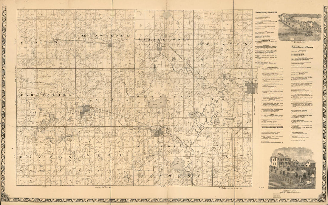 This old map of Map of Waupaca County, Wisconsin from 1874 was created by in 1874