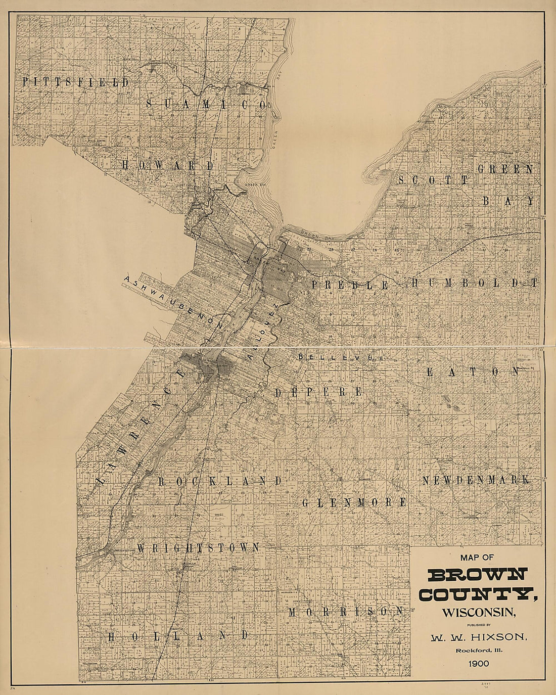 This old map of Map of Brown County, Wisconsin from 1900 was created by W.W. Hixson & Co in 1900