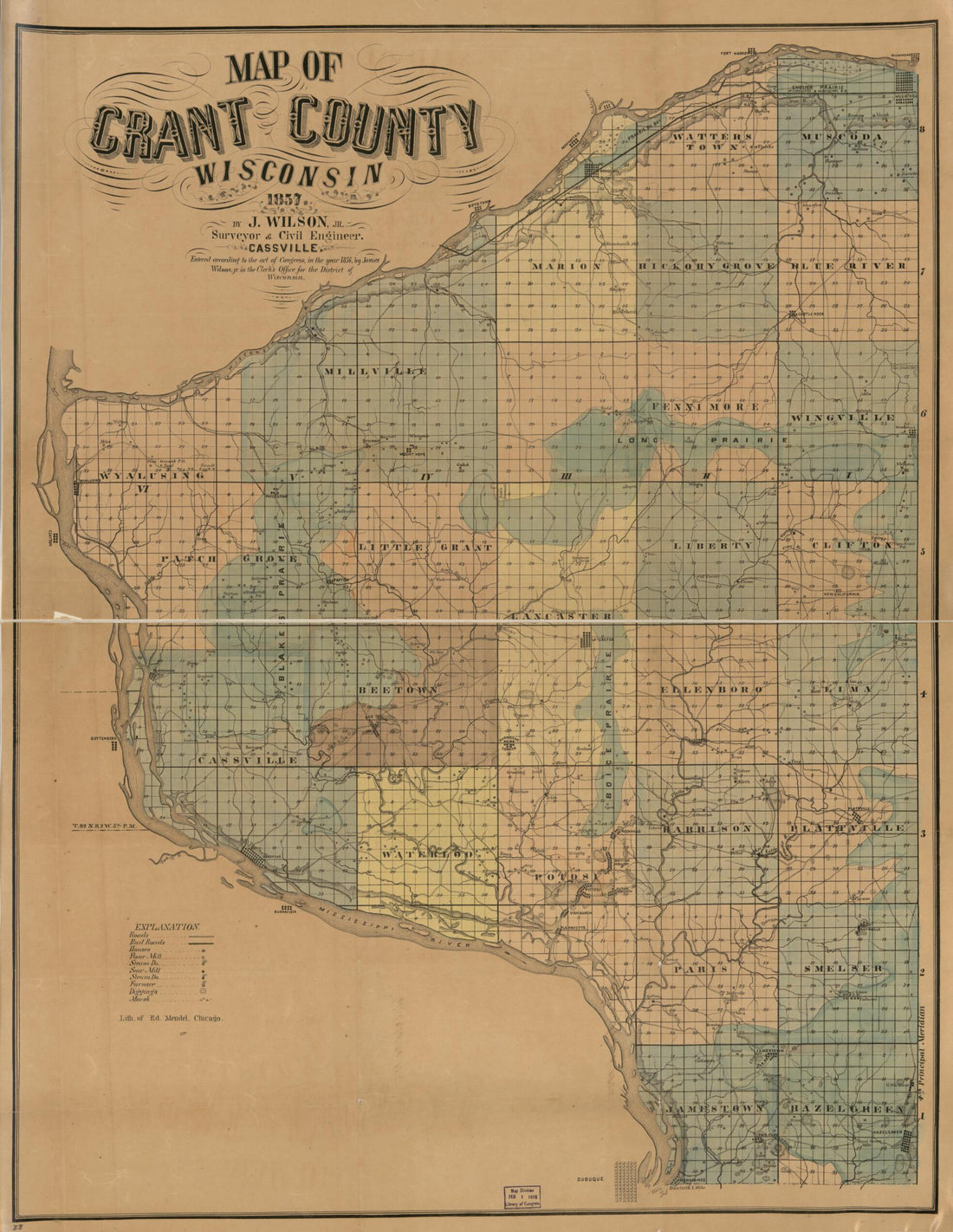 This old map of Map of Grant County, Wisconsin from 1890 was created by James Wilson in 1890