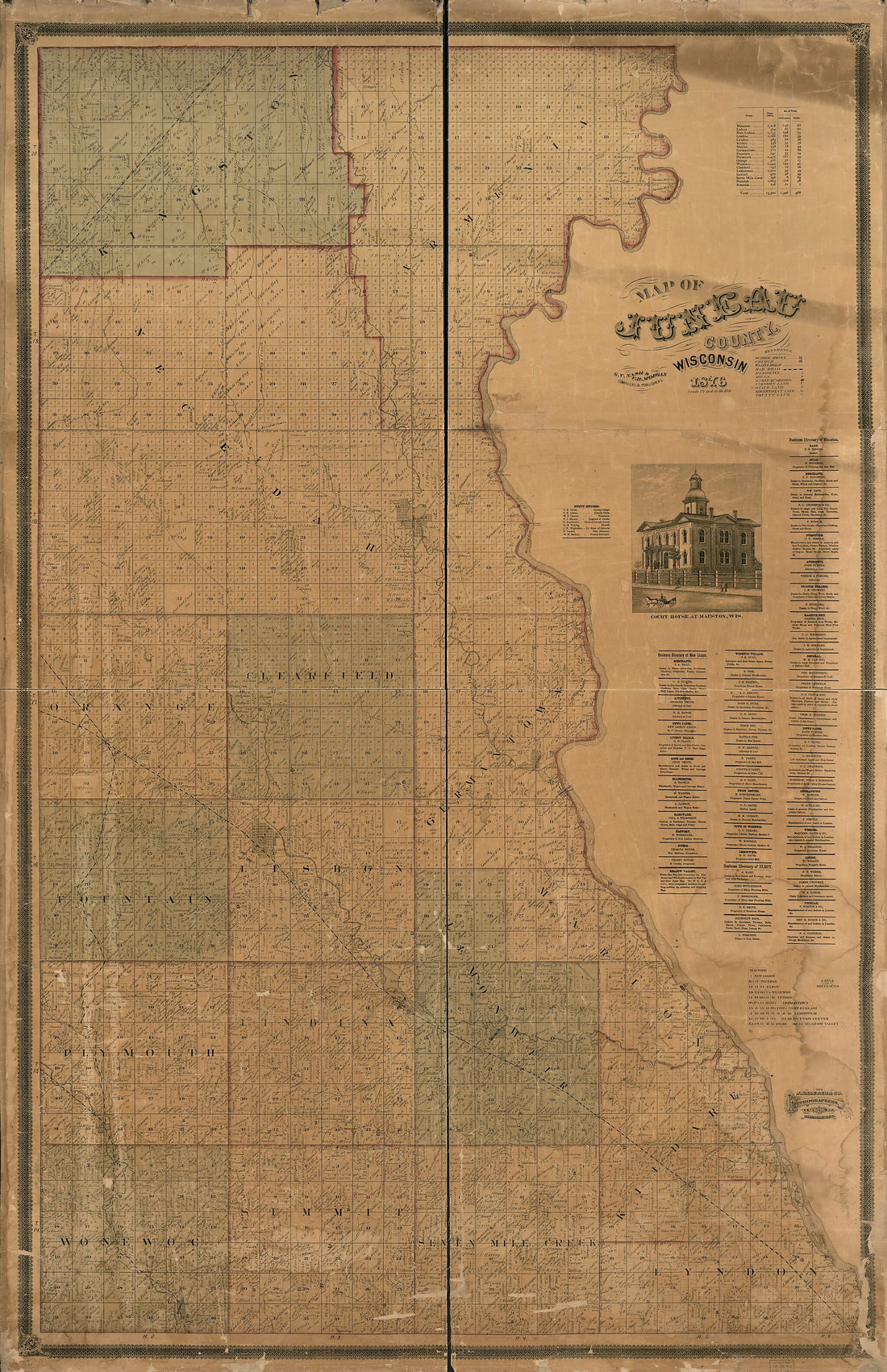 This old map of Map of Juneau County, Wisconsin from 1876 was created by J. Knauber & Co, F. B. Morgan, G. V. Nash in 1876