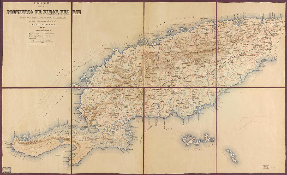 This old map of Croquis De La Provincia De Pinar Del Rio from 1896 was created by Spain. Depósito De La Guerra in 1896