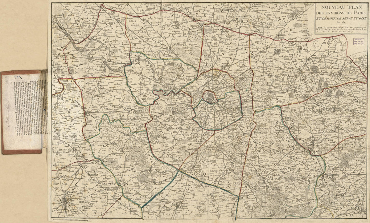 Nouveau Plan Des Environs De Paris Et Départt. De Seine Et Oise. (Environs De Paris) 1811 by Relic Map Company