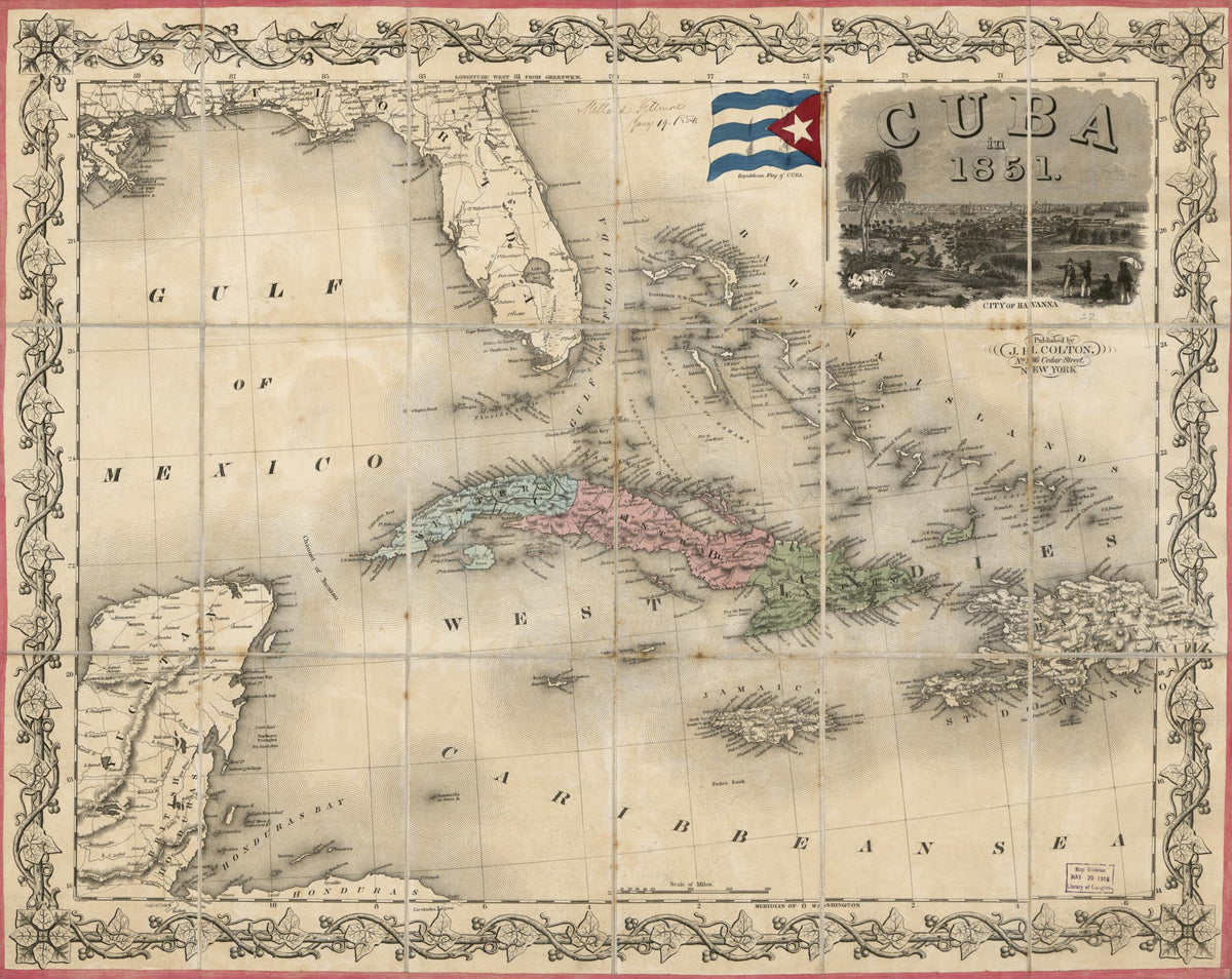 Cuba In 1851 by Relic Map Company