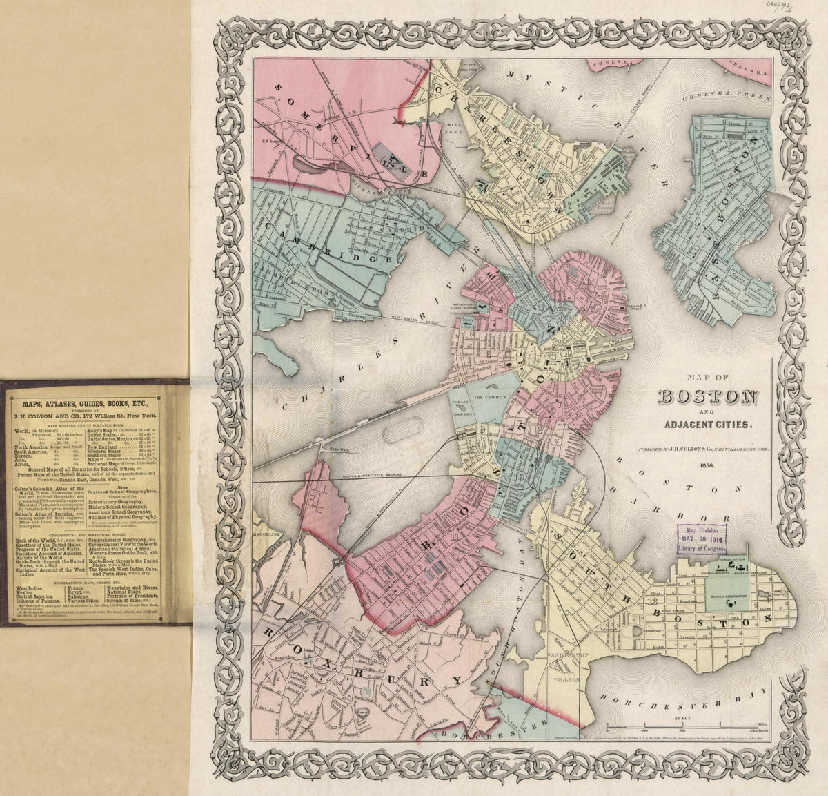 Map of Boston and Adjacent Cities, Colton&