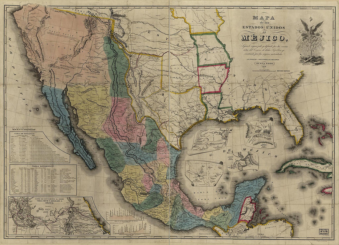 This old map of Mapa De Los Estados Unidos De Méjico, California &c. : Segun Lo Organizado Y Definido Por Las Varias Actas Del Congreso De Dicha Républica Y Construido Por Las Mejores Autoridades from 1847 was created by John Disturnell in 1847