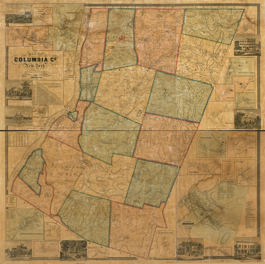 This old map of Map of Columbia Co., New York : from Actual Surveys from 1858 was created by F. W. (Frederick W.) Beers, S. N. Beers, D. J. Lake in 1858