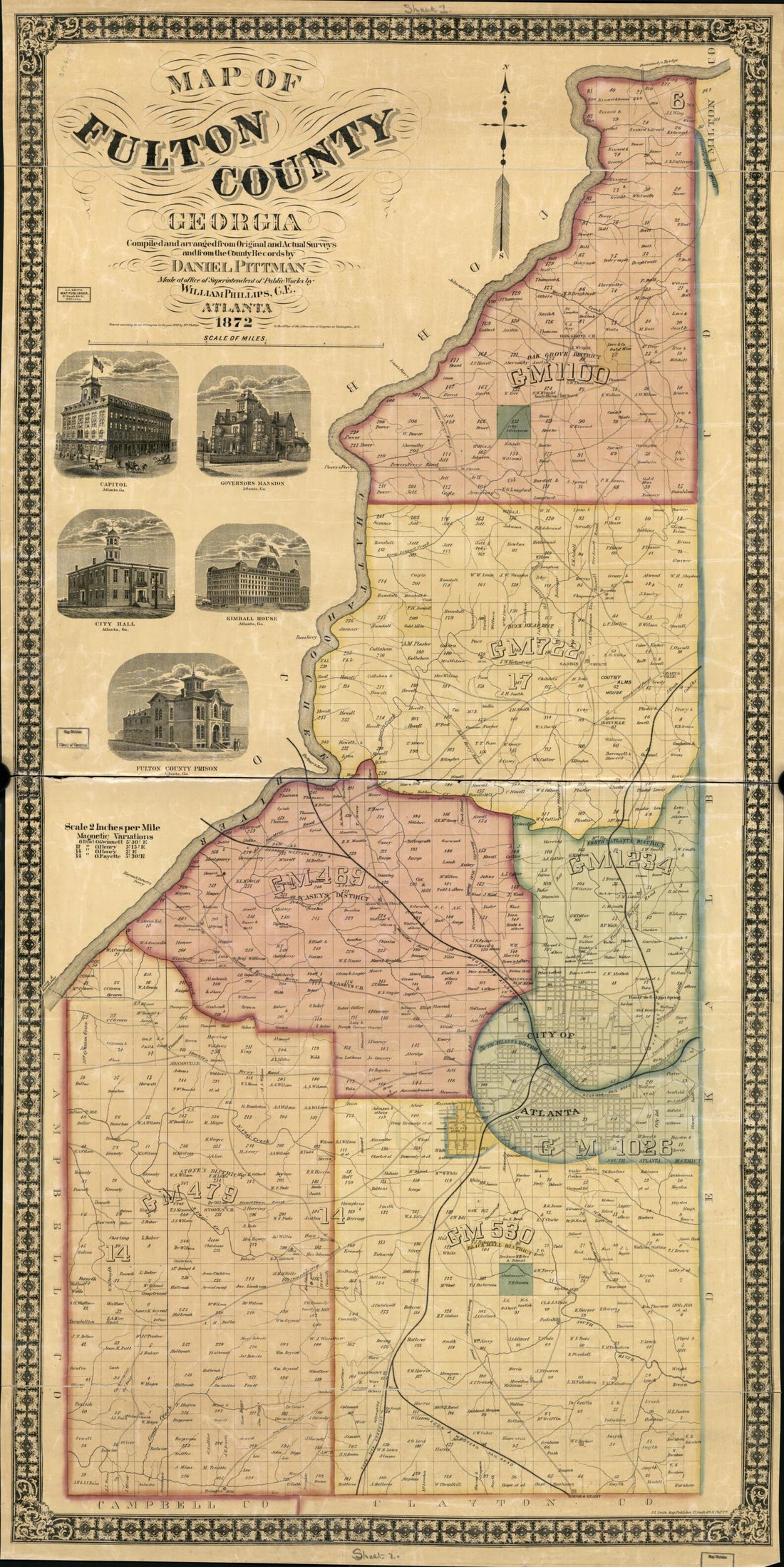 This old map of Map of Fulton County, Georgia (Fulton County, Georgia) from 1893 was created by J.L. Smith Co, William Phillips, Daniel Pittman in 1893