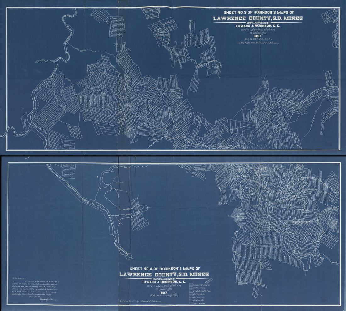 This old map of Maps of Lawrence County, S.D. Mines (Maps of Lawrence County, South Dakota Mines, Sheet No. 3 of Robinson&