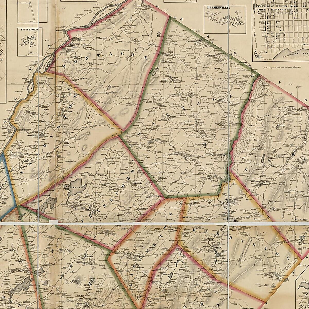 This old map of Map of Sussex County, New Jersey : from Actual Surveys & Records (Map of Sussex County, New Jersey) from 1860 was created by Carlos Allen, Griffith Morgan Hopkins in 1860