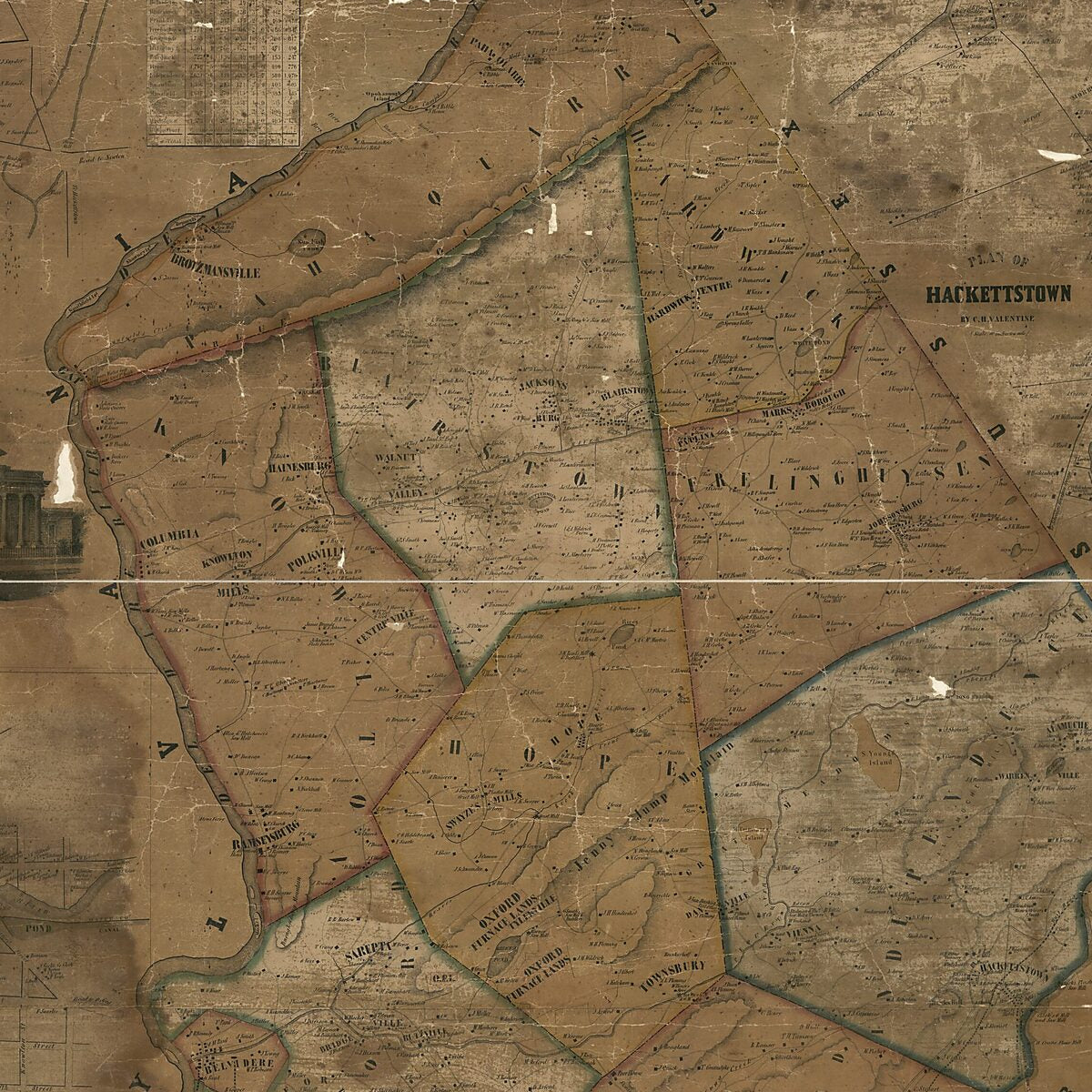 This old map of Map of Warren County, New Jersey from 1852 was created by  Friend & Aub, D. McCarty,  Wagner & M&