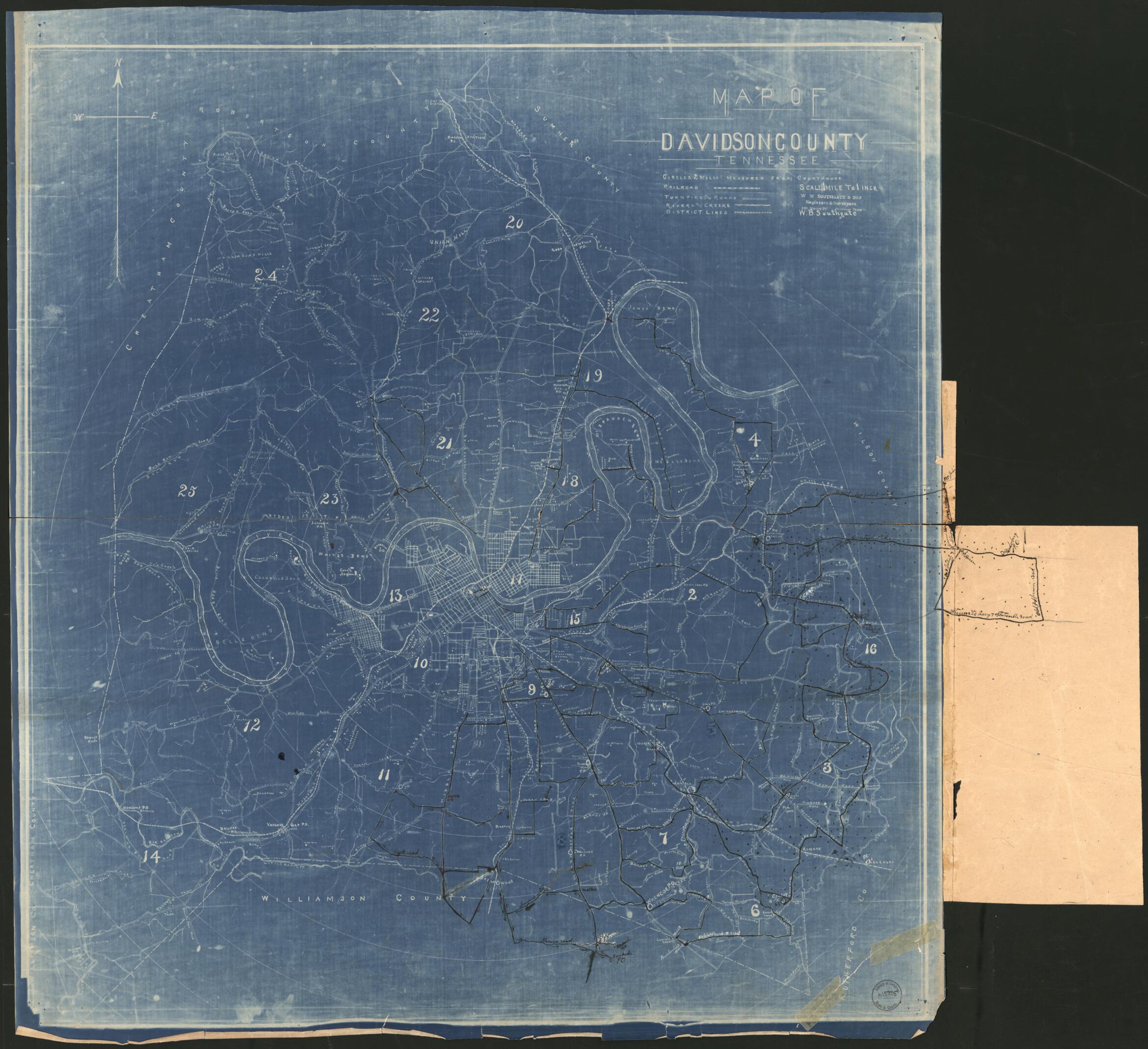 This old map of Map of Davidson County, Tennessee from 1900 was created by W. B. Southgate, W.W. Southgate & Son in 1900