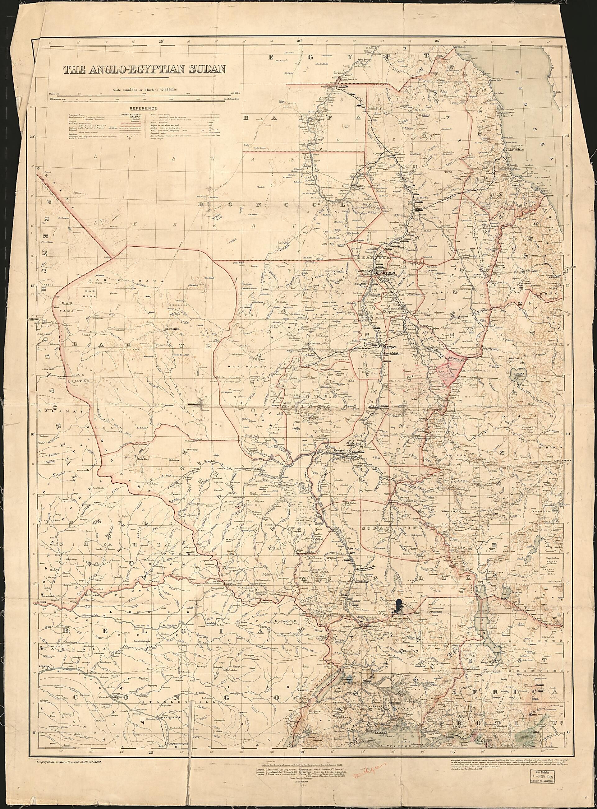 This old map of Egyptian Sudan from 1914 was created by Great Britain. War Office. General Staff. Geographical Section in 1914