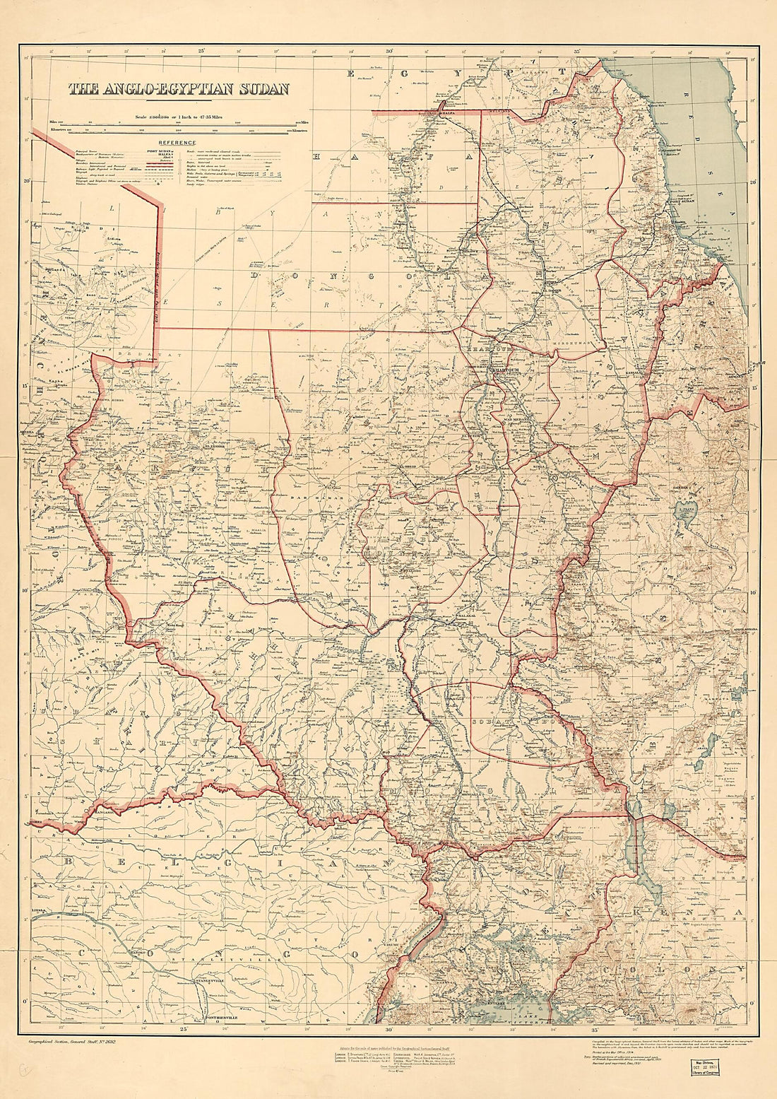 This old map of Egyptian Sudan from 1921 was created by Great Britain. War Office. General Staff. Geographical Section in 1921