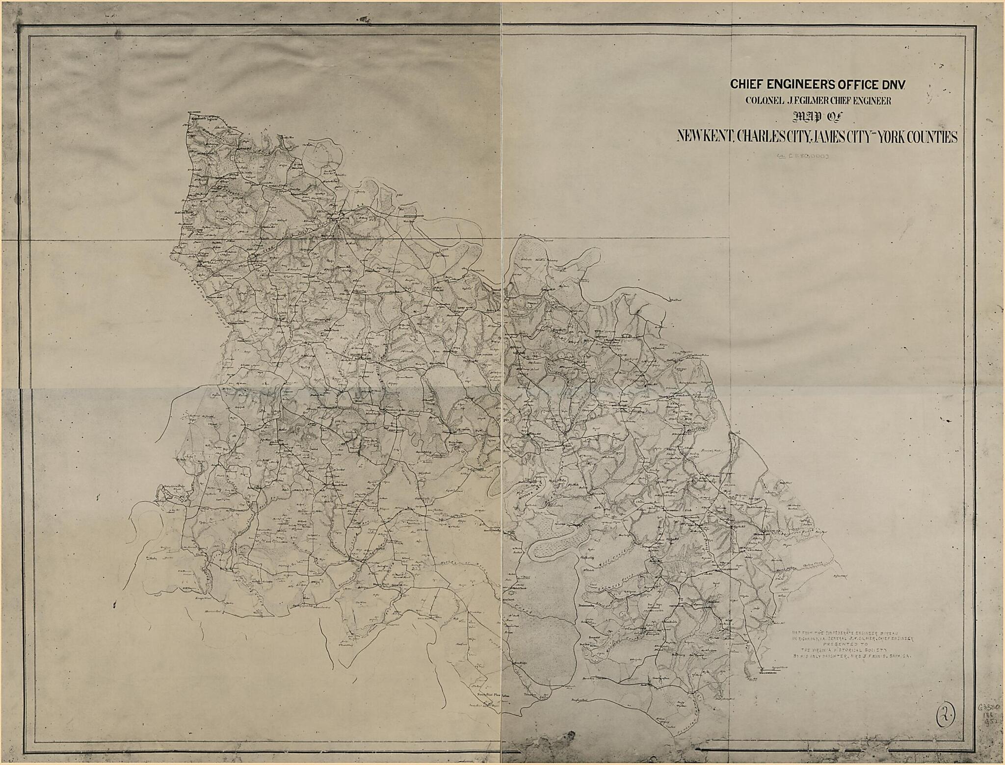 This old map of Map of New Kent, Charles City, James City and York Counties from 1860 was created by Confederate States of America. Army. Department of Northern Virginia, Jeremy Francis Gilmer, Louisa Porter Minis, Virginia Historical Society in 1860