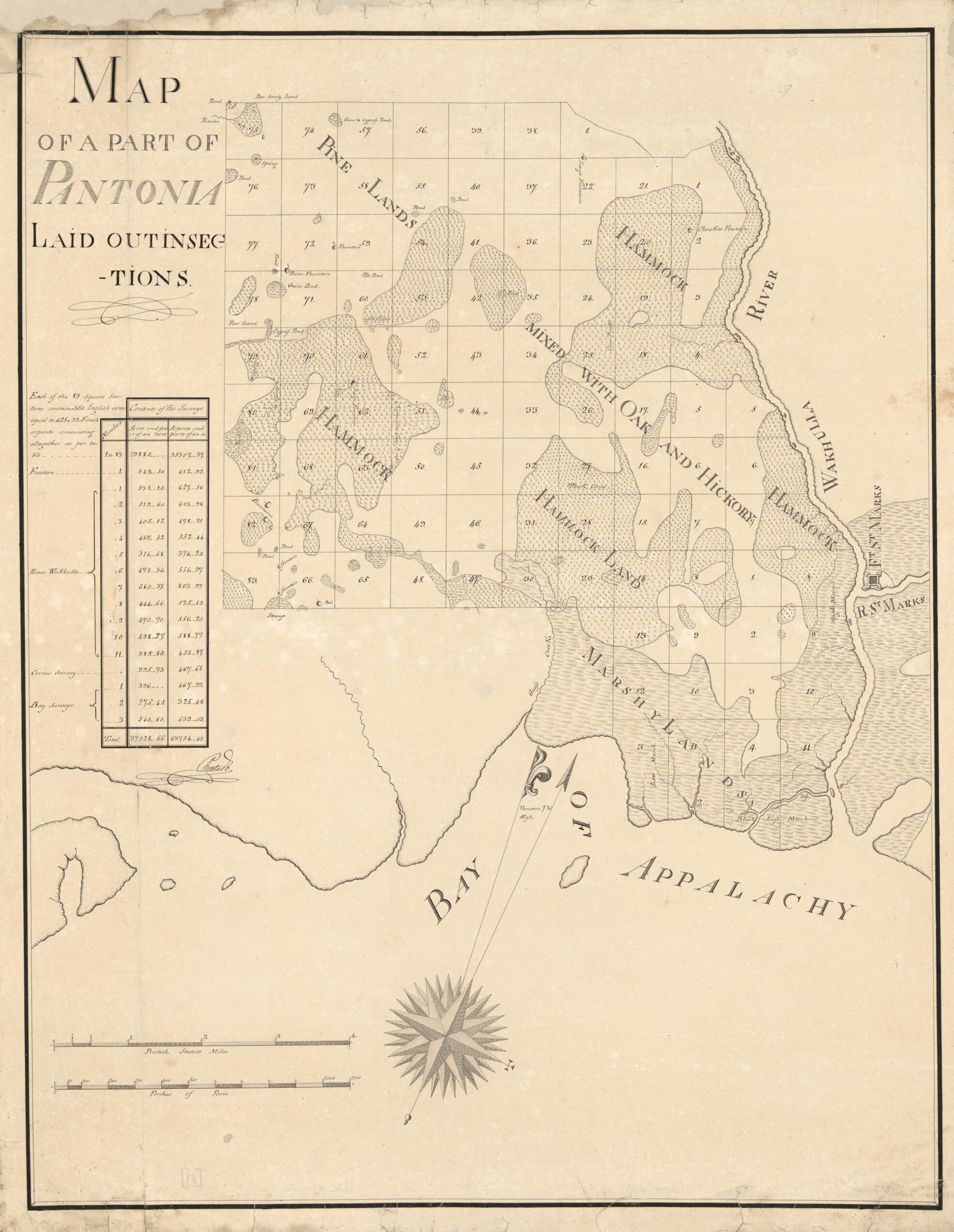 This old map of Map of a Part of Pantonia Laid Out In Sections from 1815 was created by Vicente Sebastián Pintado in 1815