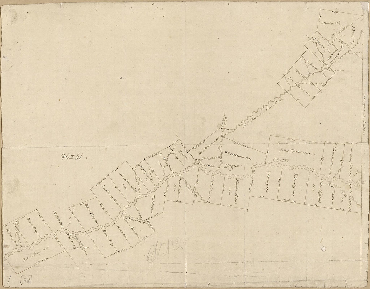 Map of an Area Along Bayou Bogue Chitto, Spanish West Florida 1805 by Relic Map Company