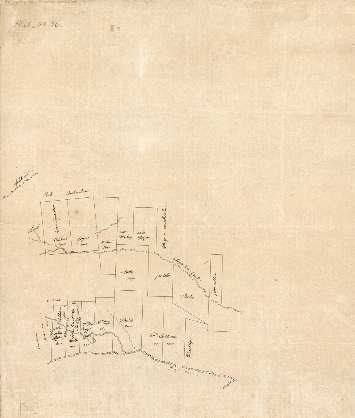 Map of a Portion of Feliciana District, Spanish West Florida, Along Alexander Creek and Bayou Tasa in 1805 by Relic Map Company