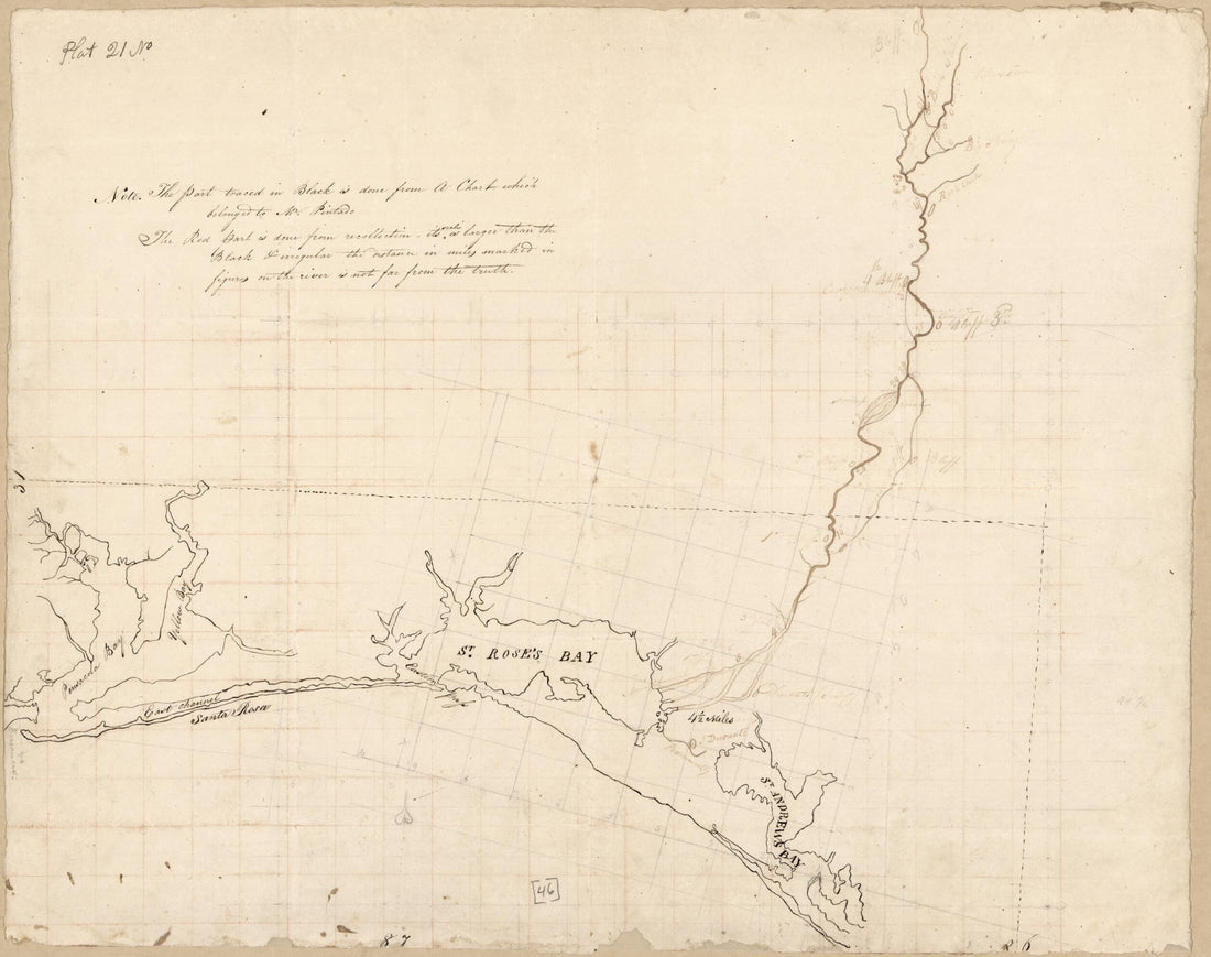 This old map of Map of Area from Pensacola Bay to St. Andrew&
