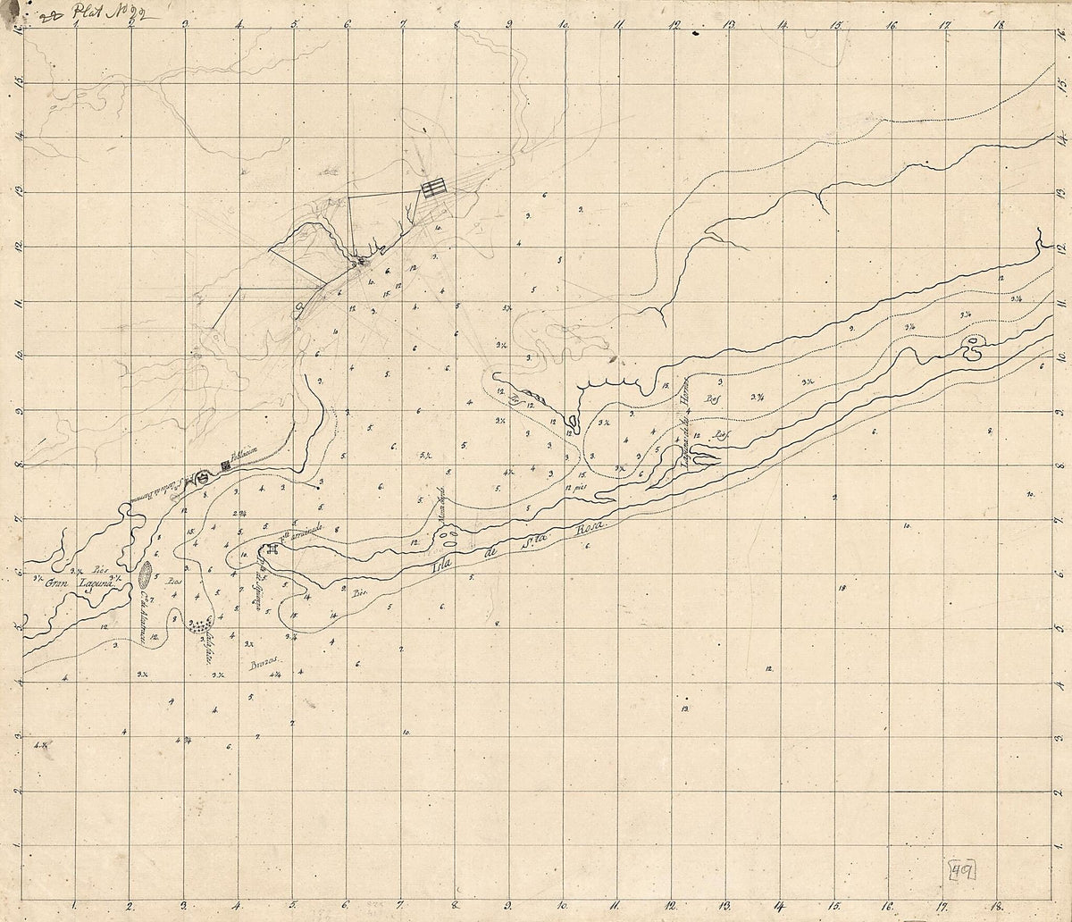 Unfinished Map of Pensacola Bay and Santa Rosa Island 1815 by Relic Map Company