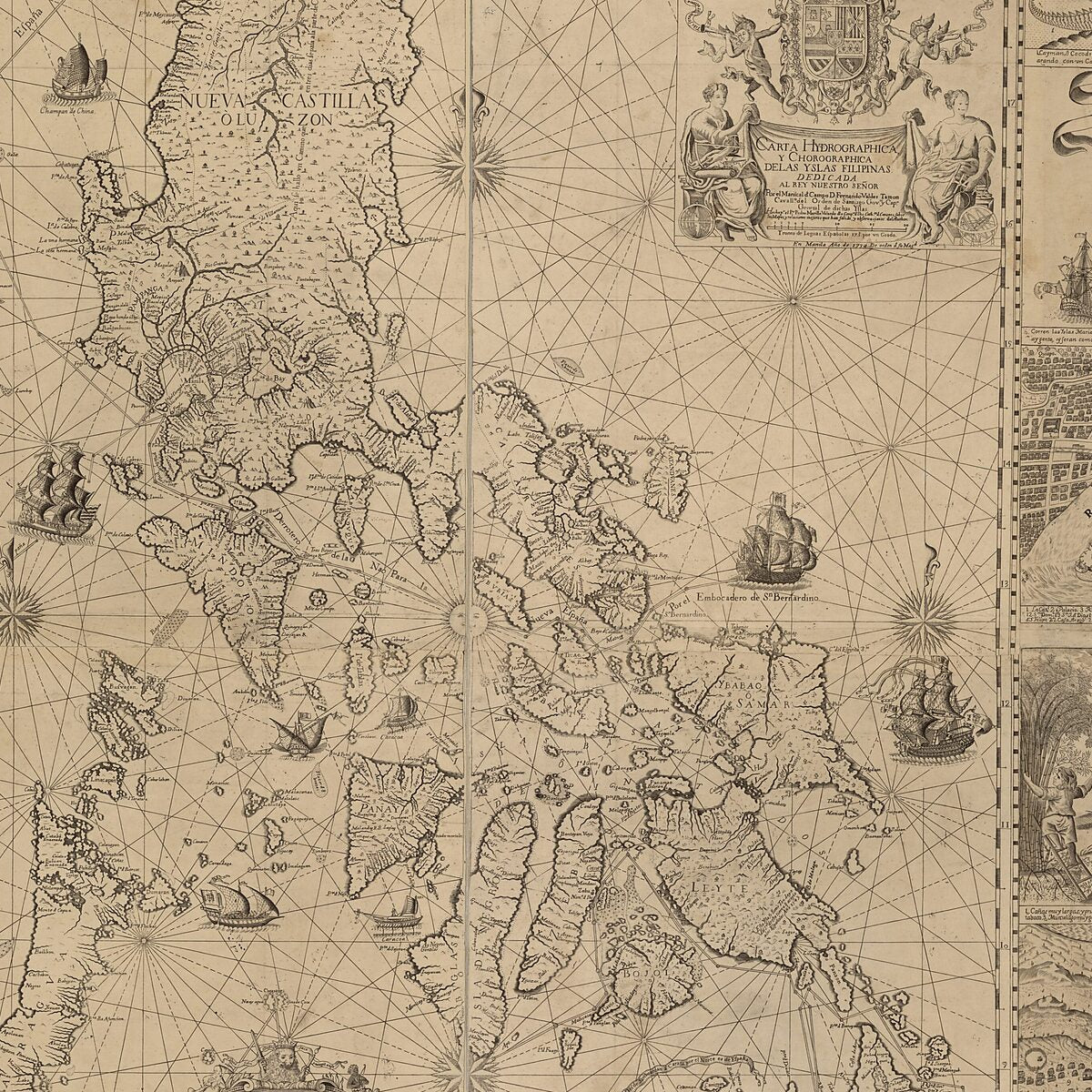 This old map of Carta Hydrographica Y Chorographica De Las Yslas Filipinas : Dedicada Al Rey Nuestro Señor Por El Mariscal D. Campo D. Fernando Valdes Tamon Cavallo Del Orden De Santiago De Govor. Y Capn from 1734 was created by Nicolás De La Cruz Baga