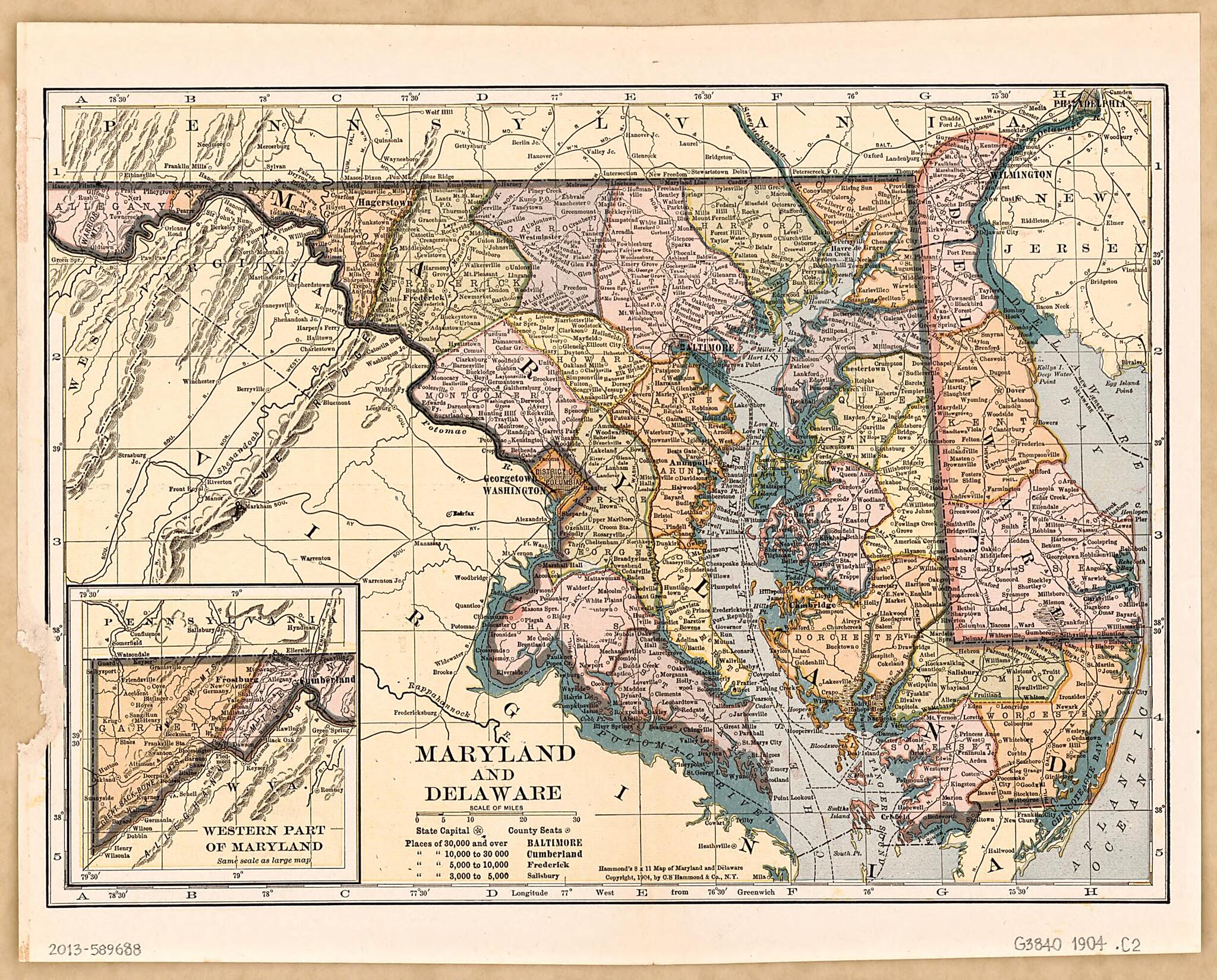 This old map of Maryland and Delaware. (Hammond&