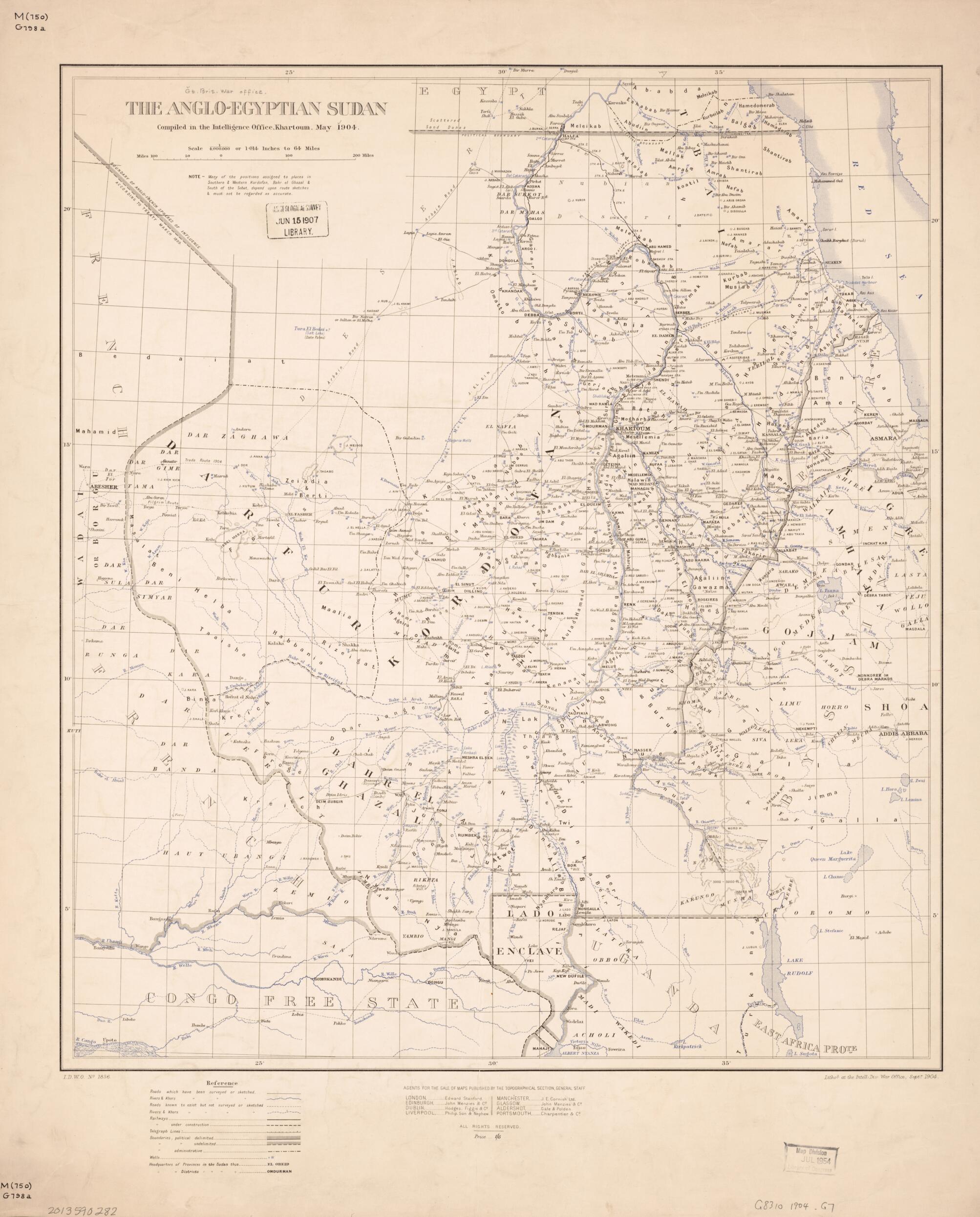 This old map of Egyptian Sudan from 1904 was created by Great Britain. War Office. General Staff. Geographical Section, Great Britain. War Office. Intelligence Division in 1904