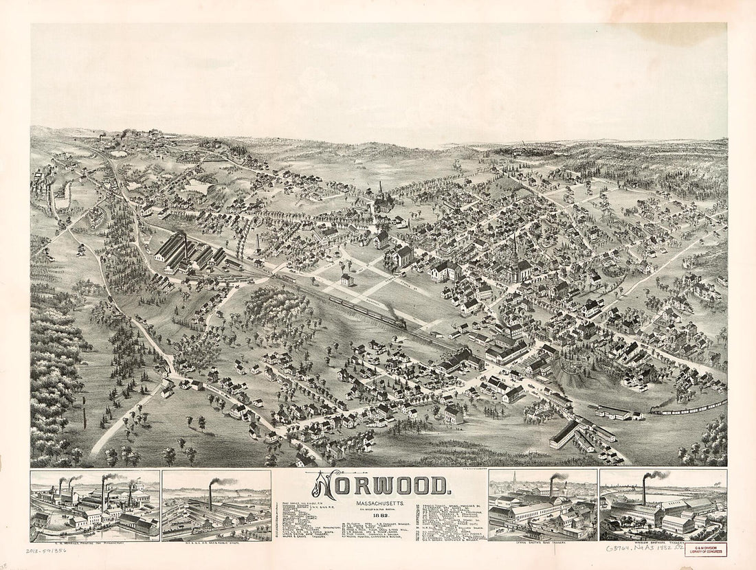 This old map of Norwood, Massachusetts from 1882 was created by O.H. Bailey & Co in 1882