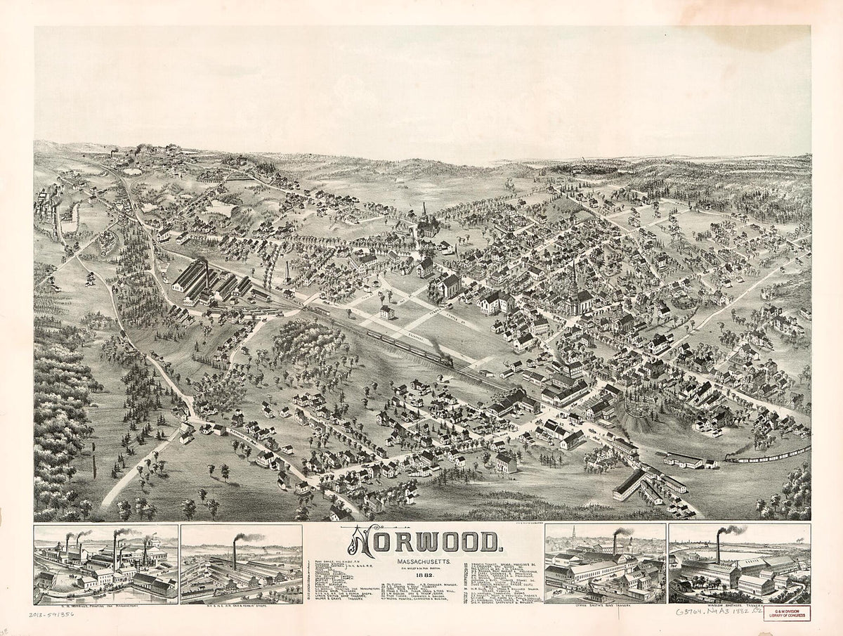 Norwood, Massachusetts 1882 by Relic Map Company