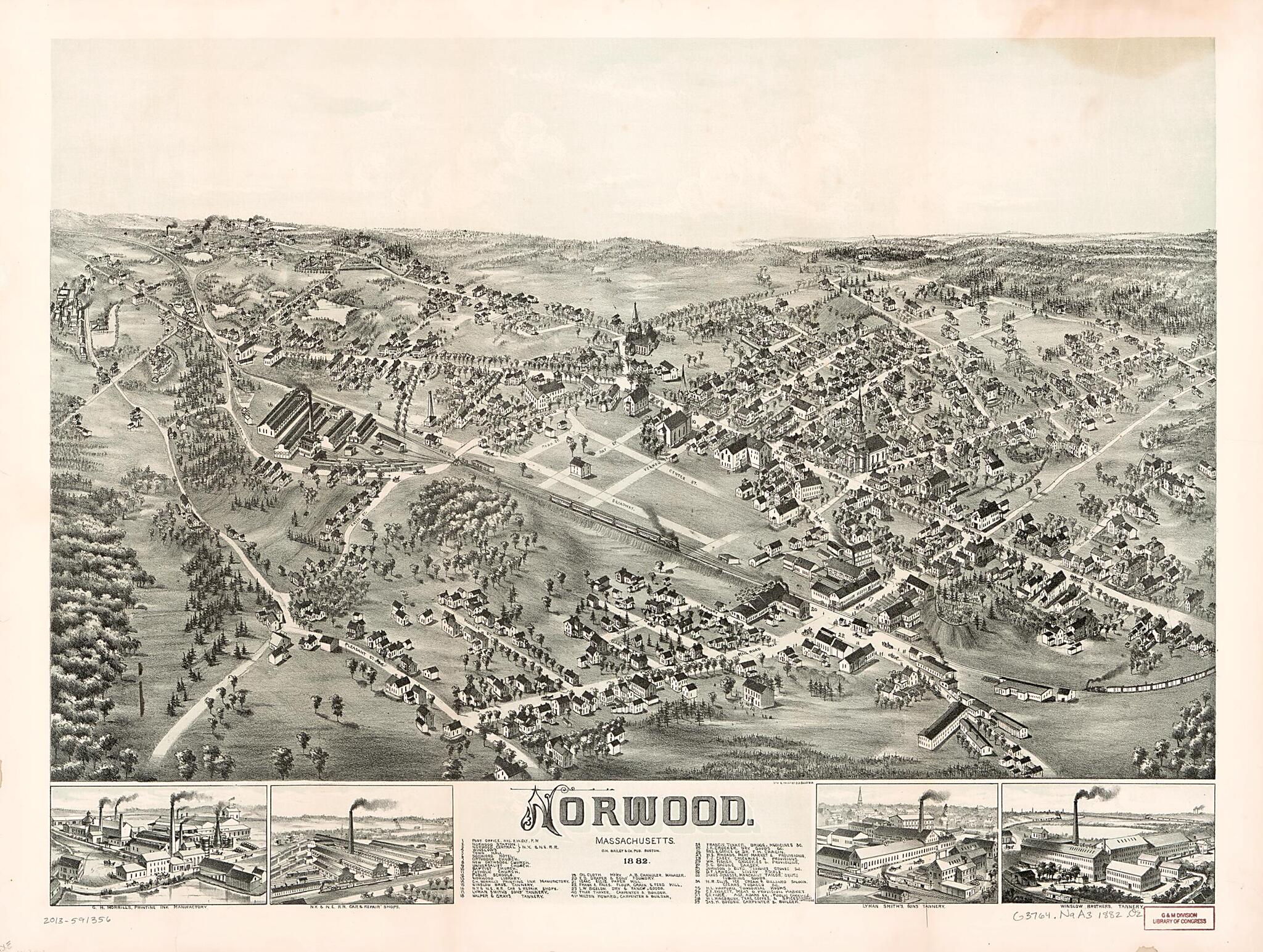 This old map of Norwood, Massachusetts from 1882 was created by O.H. Bailey & Co in 1882