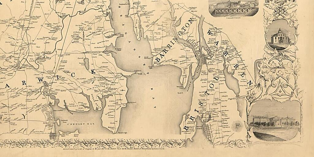 This old map of Map of Providence County, Rhode Island, With Some of the Adjacent Towns from 1851 was created by Henry Francis Walling in 1851