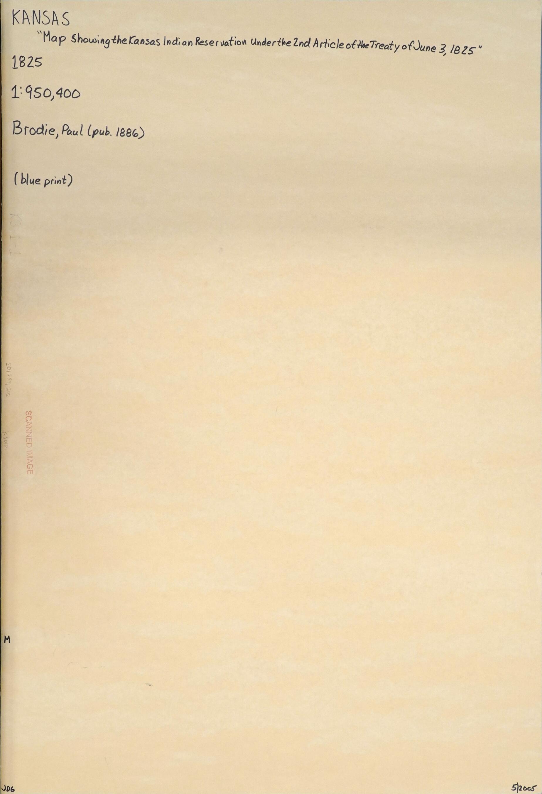 This old map of Maps of Kansas, from from 1825 to 1869 (Alternate Supplied Title: Kansas Title Collection Drawer 1, -general from 1825-1869) was created by in 1825