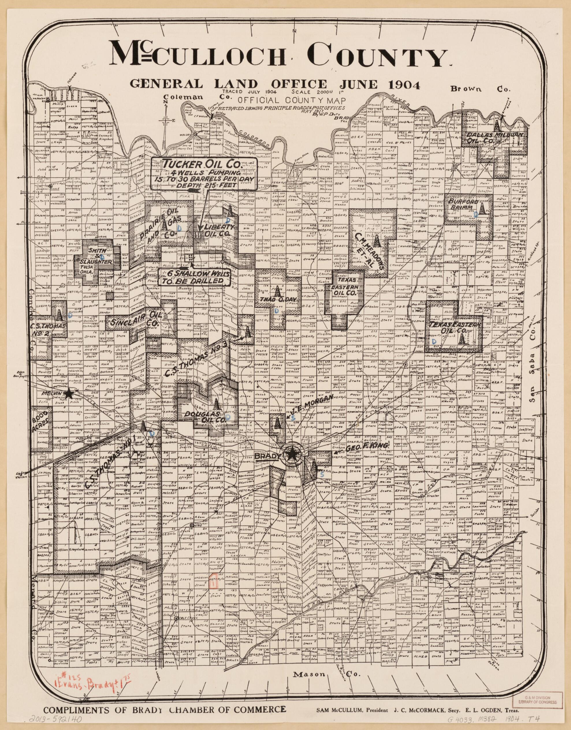 This old map of McCulloch County from 1917 was created by Texas. General Land Office in 1917