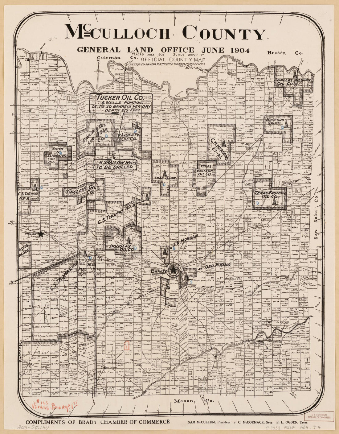 This old map of McCulloch County from 1917 was created by Texas. General Land Office in 1917