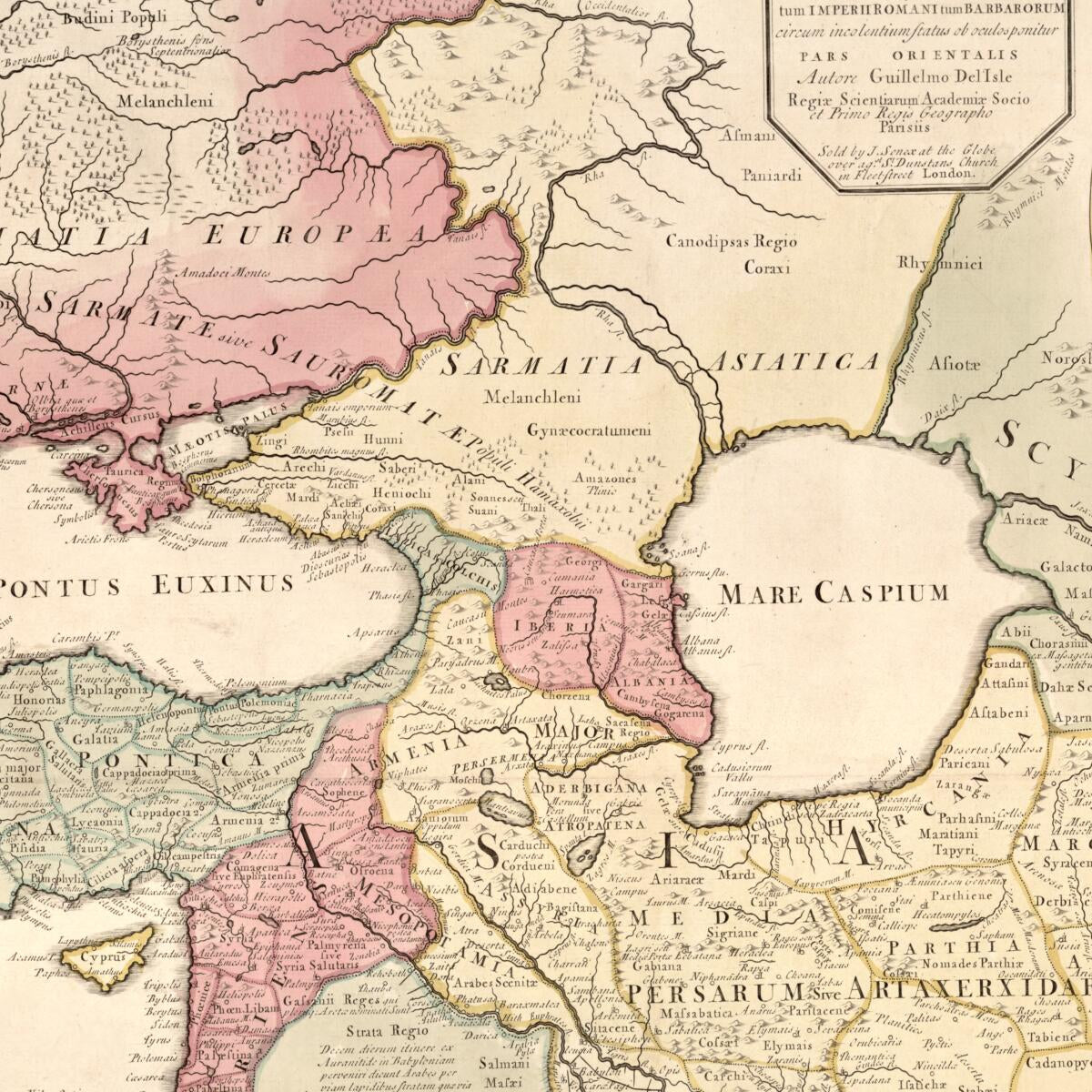 This old map of Theatrum Historicum Ad Annum Christi Quadringentesimum : In Quo Tum Imperii Romani Tum Barbarorum Circum Incolentium Status Ob Oculosponitur Pars Orientalis from 1725 was created by Guillaume De L&