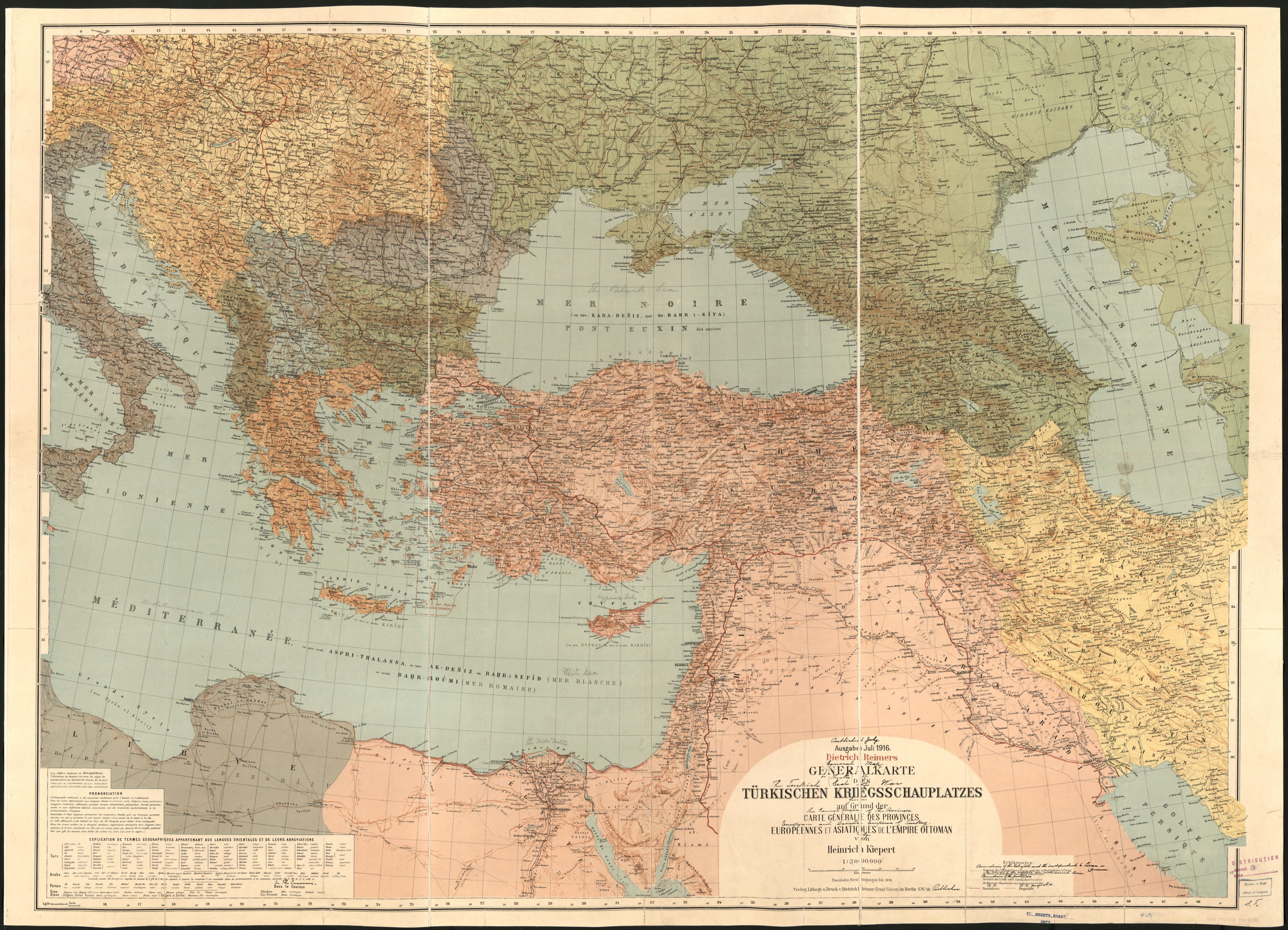 Generalkarte Des Turkischen Kriegsschauplatzes : Auf Grund Der Carte Generale Des Provinces Europeennes Et Asiatiques De L&