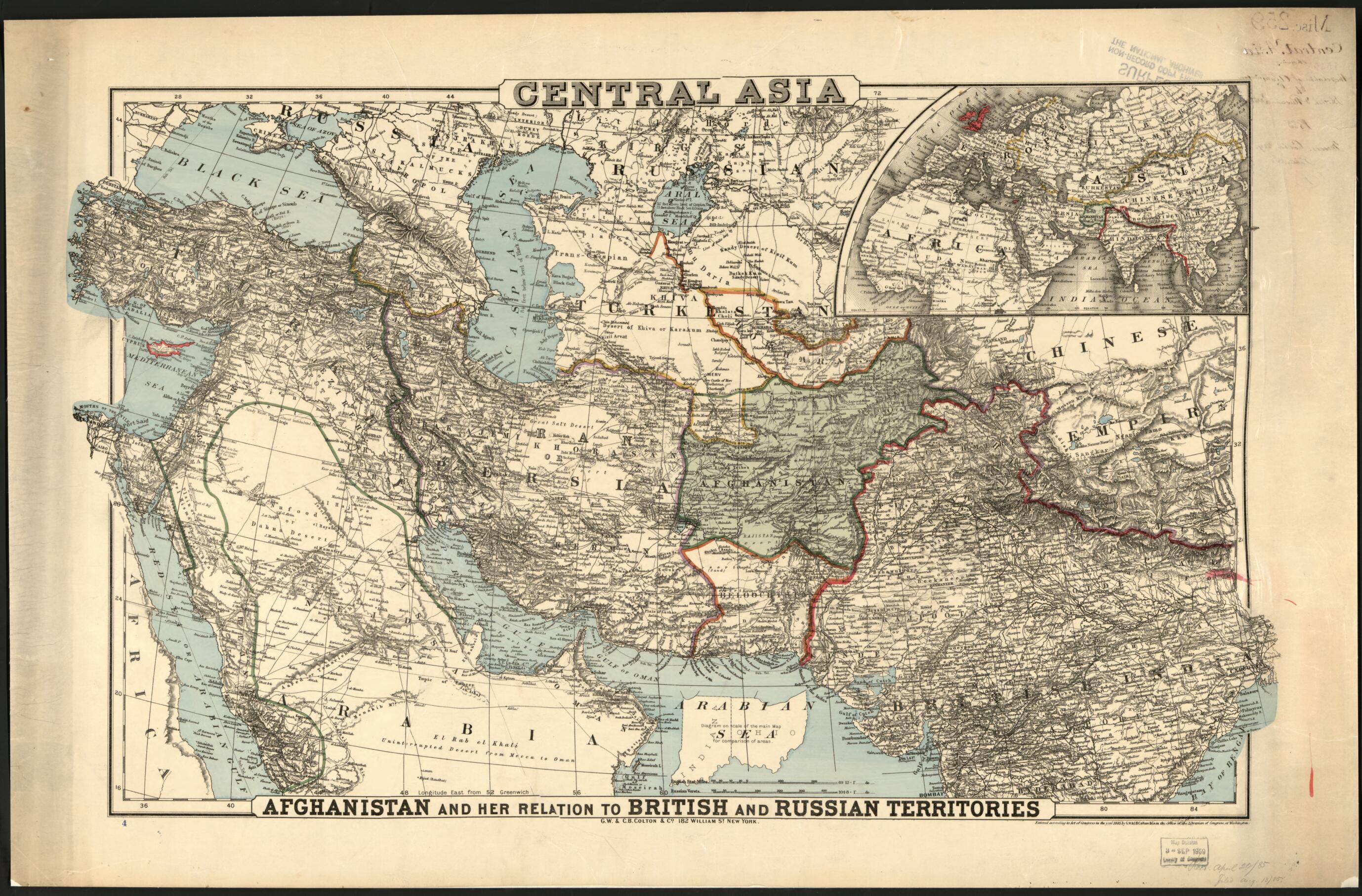 This old map of Central Asia : from 1885 was created by G.W. & C.B. Colton & Co in 1885