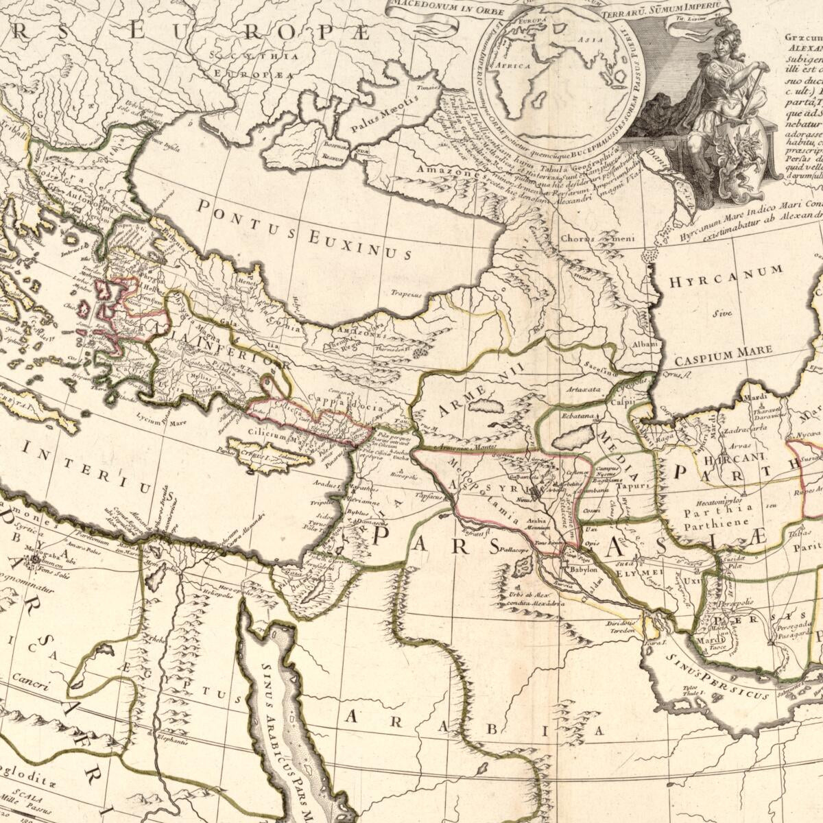 This old map of Alexandri Magni Imperium Et Expeditio Per Europam, Per Africam Et Potissimum Per Asiam from 1712 was created by Pierre Sanson in 1712